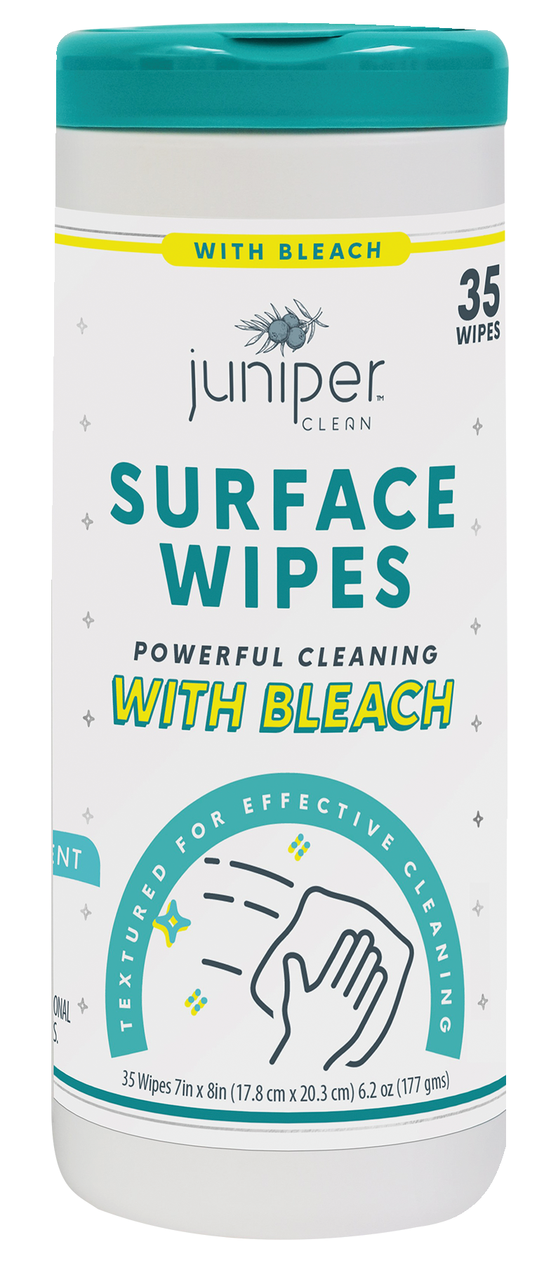 Juniper Clean Surface Wipes with Bleach, 35 CT