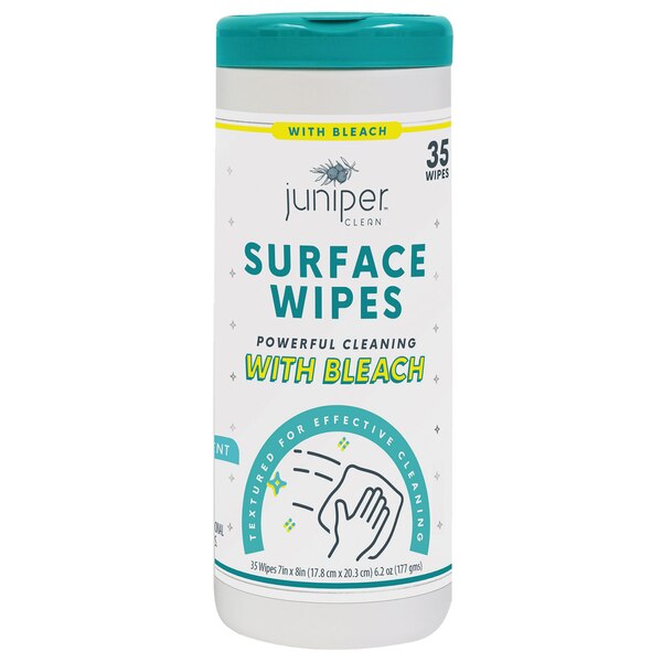 Juniper Clean Surface Wipes with Bleach, 35 CT