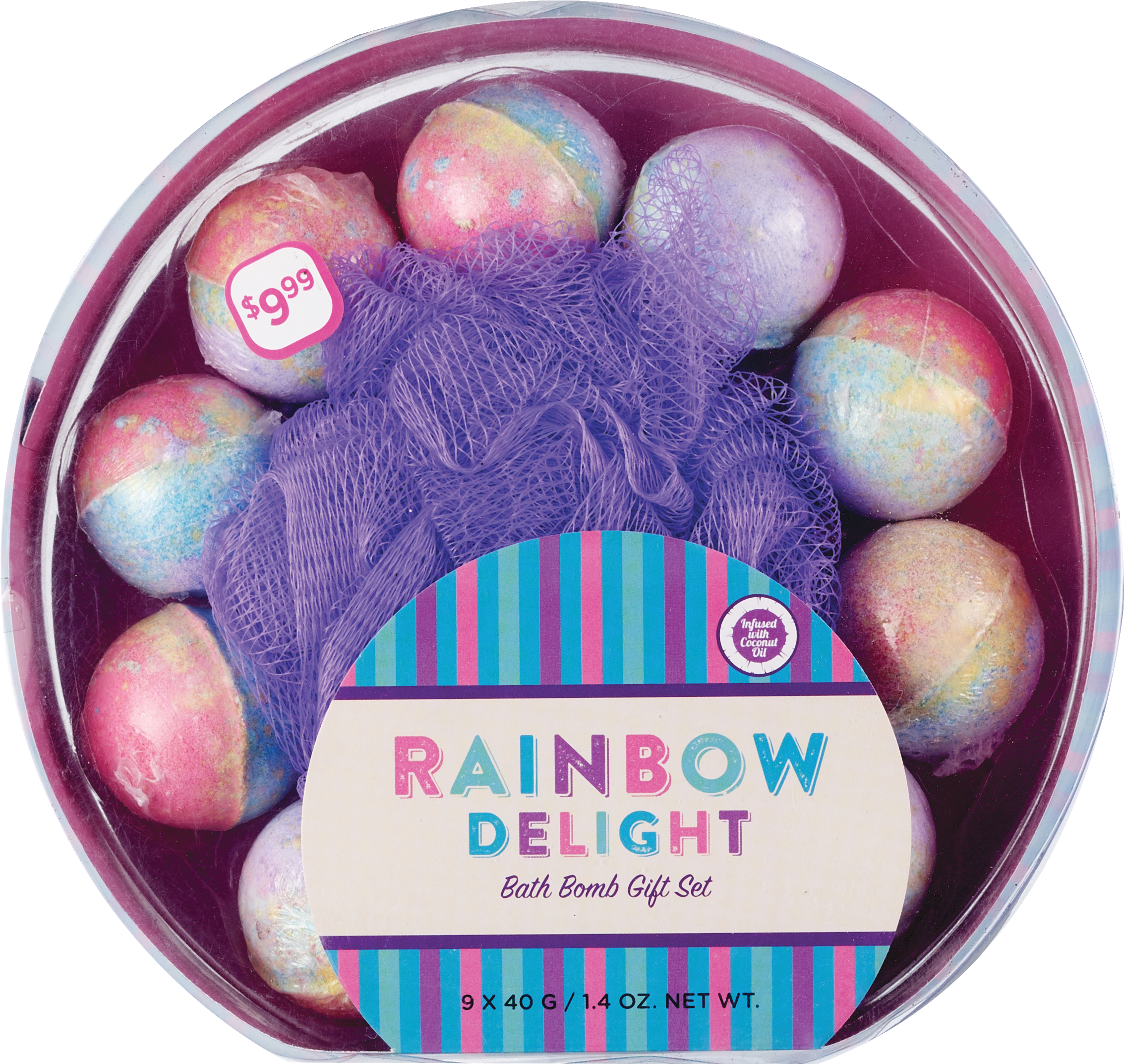 Rainbow Delight Bath Bomb Gift Set With Sponge