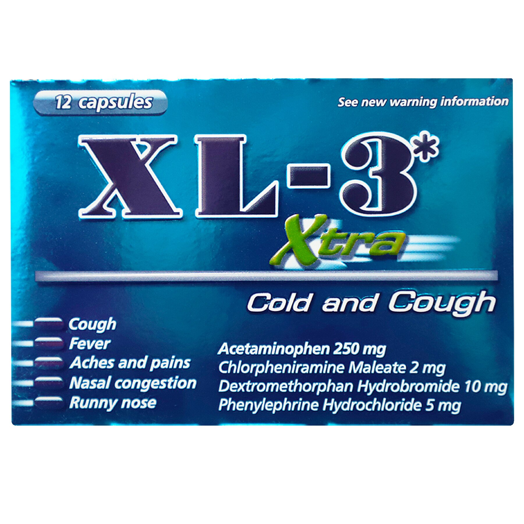 XL-3 Xtra Cold & Cough Capsules, 12 CT