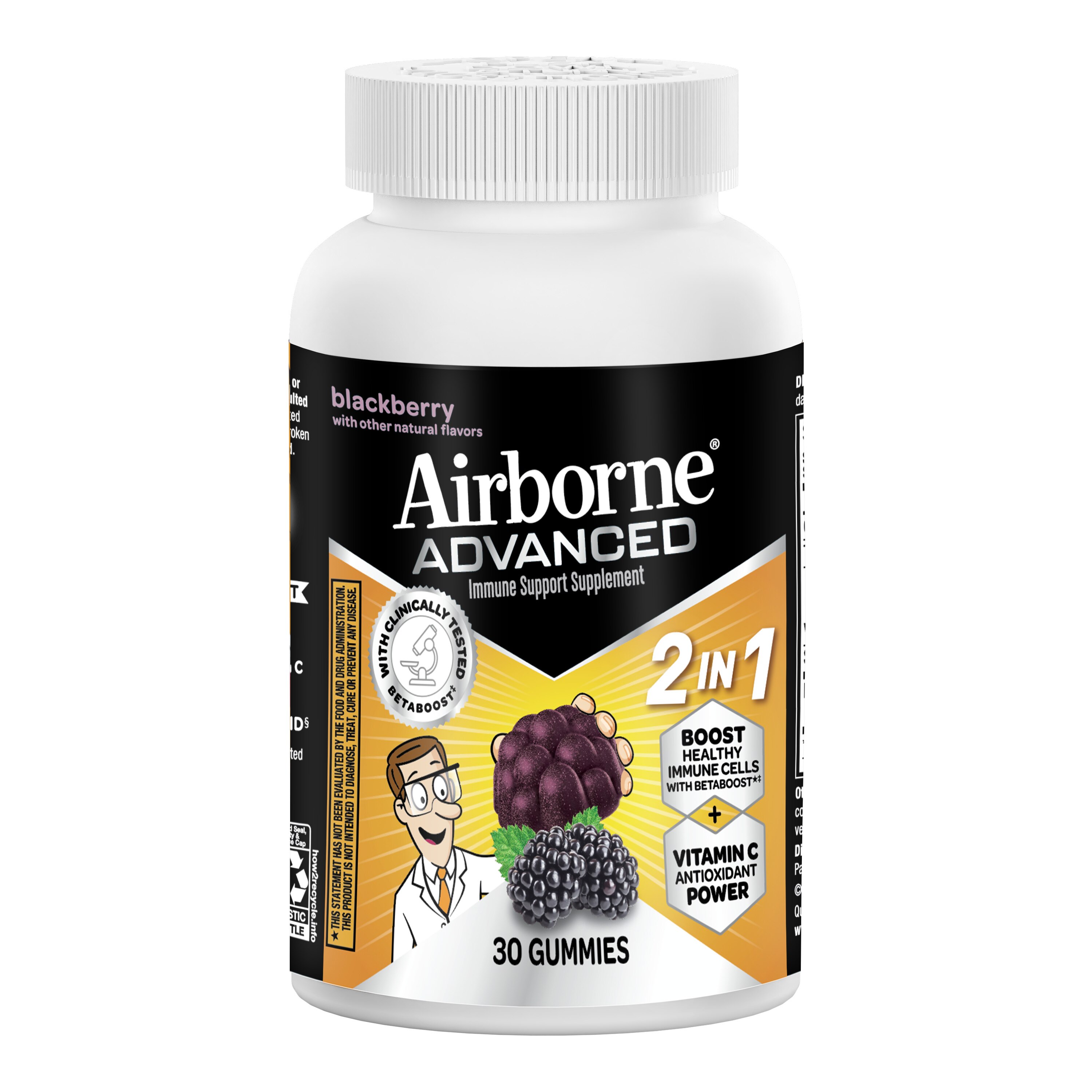 Airborne Advanced Immune Support Vitamin C Gummies, Blackberry, 30 CT