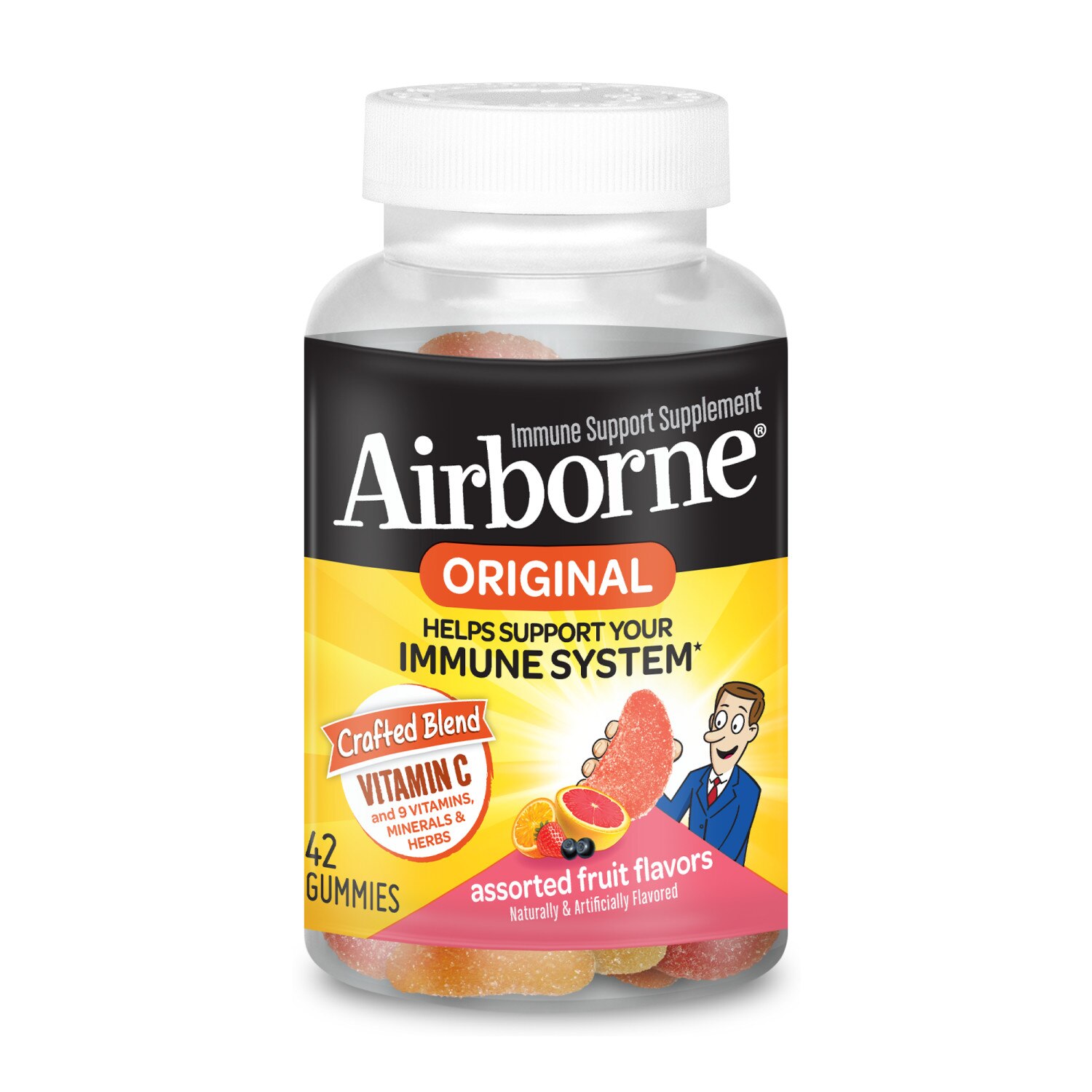 Airborne Original Vitamin C Gummies, Assorted Fruit, 42 CT