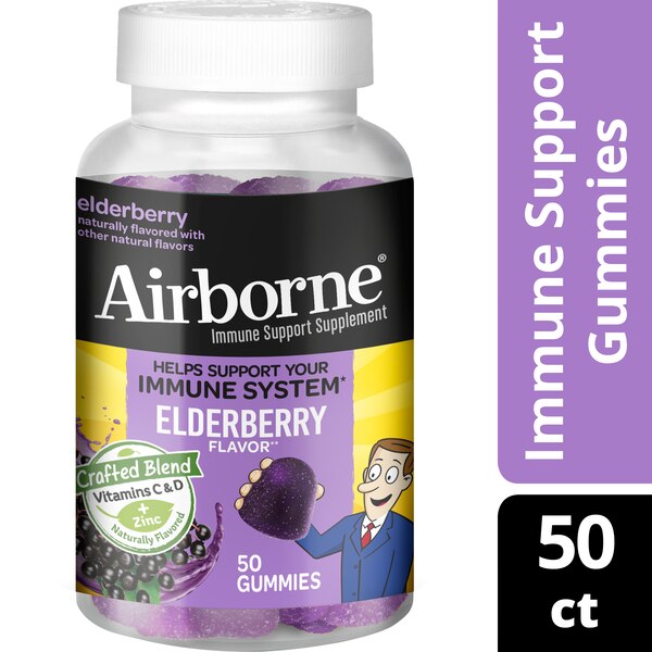 Airborne Immune Support Supplement Vitamins C & D + Zinc, Elderberry Gummies, 36 CT