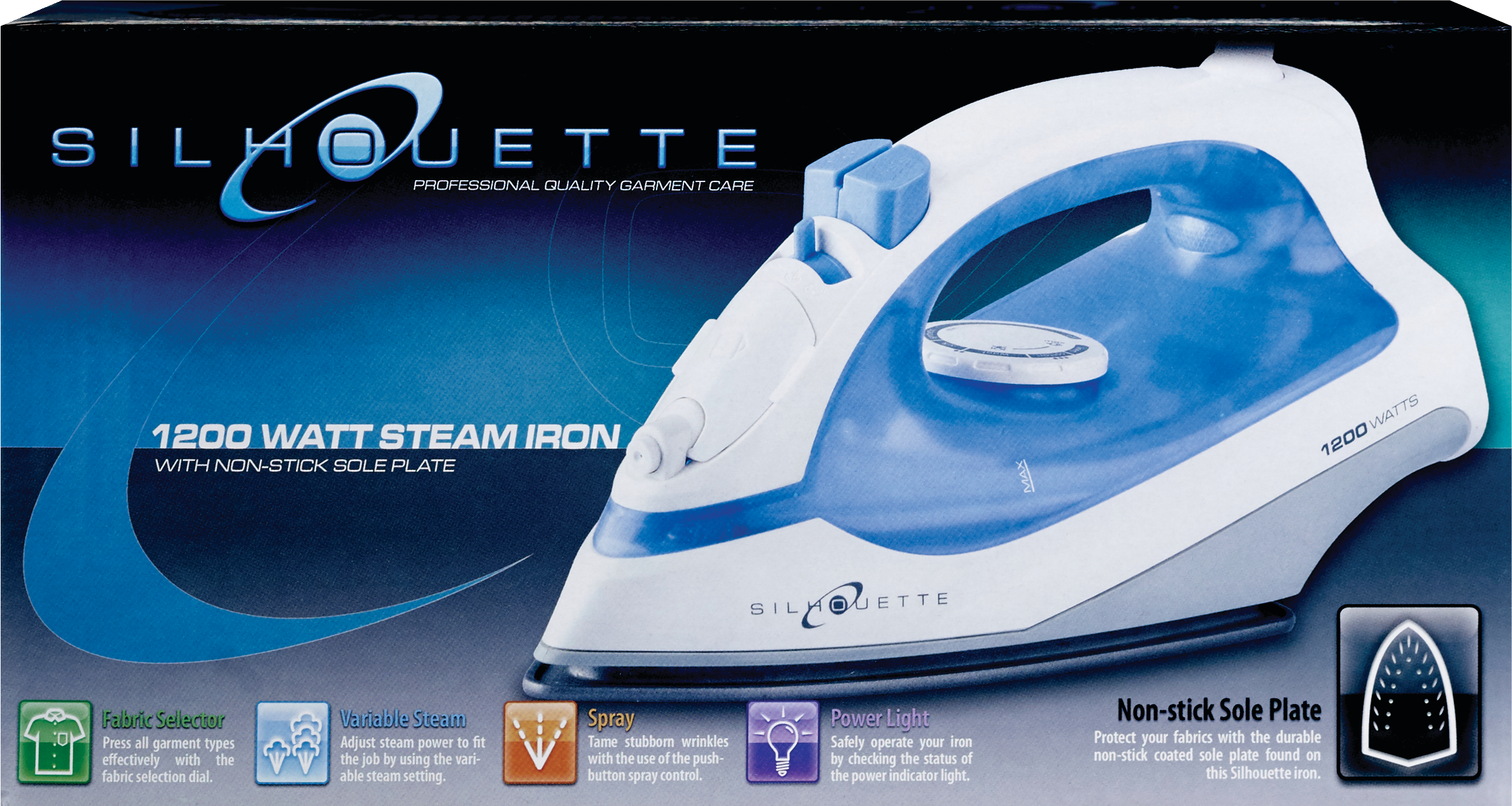 Silhouette Steam/Dry Iron, 1200 Watt