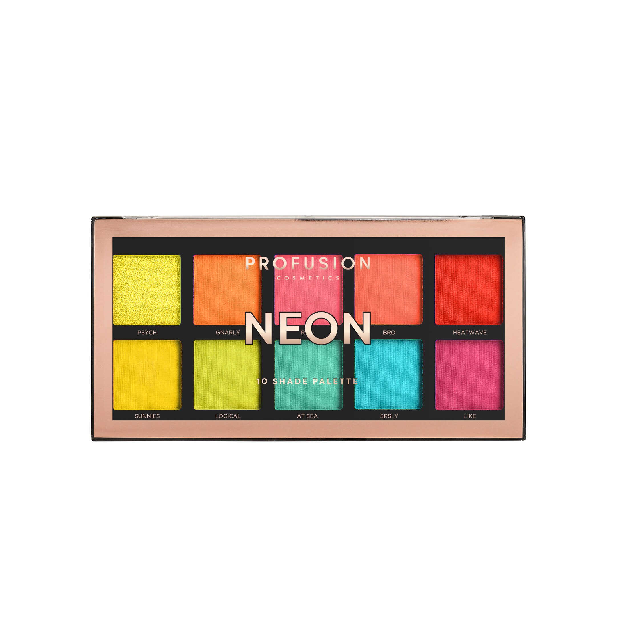 Profusion Cosmetics 10-Shade Eyeshadow Palette, Neon, 3.5 oz