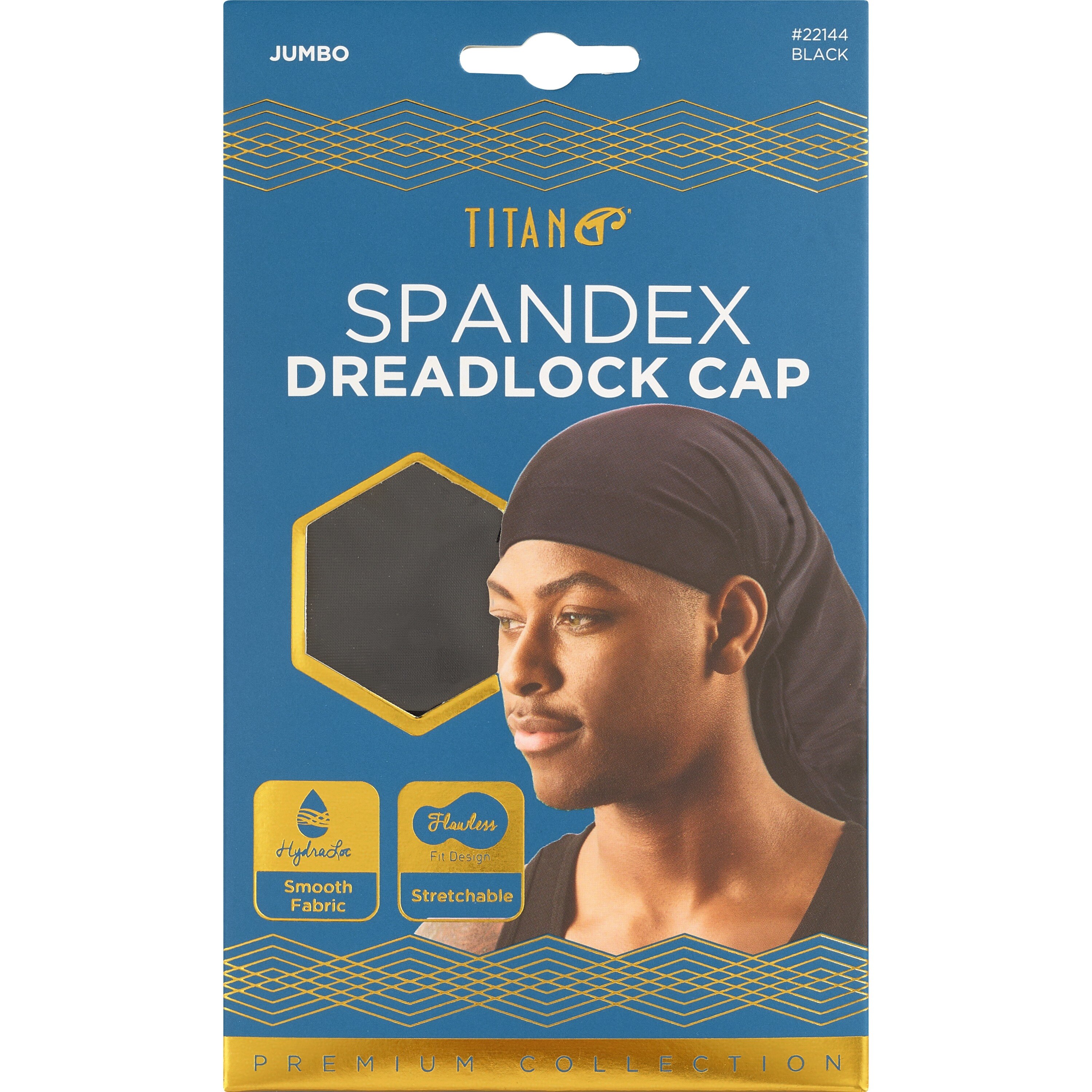 Titan Premium Collection Jumbo Spandex Dreadlock Cap, Black
