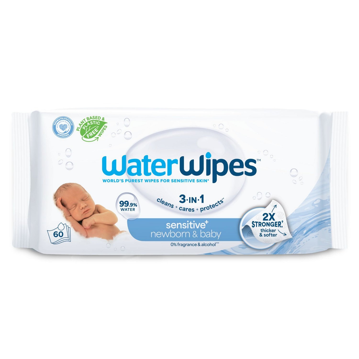 WaterWipes Plastic-Free Original Baby Wipes, 99.9% Water Based, Unscented, Sensitive Skin