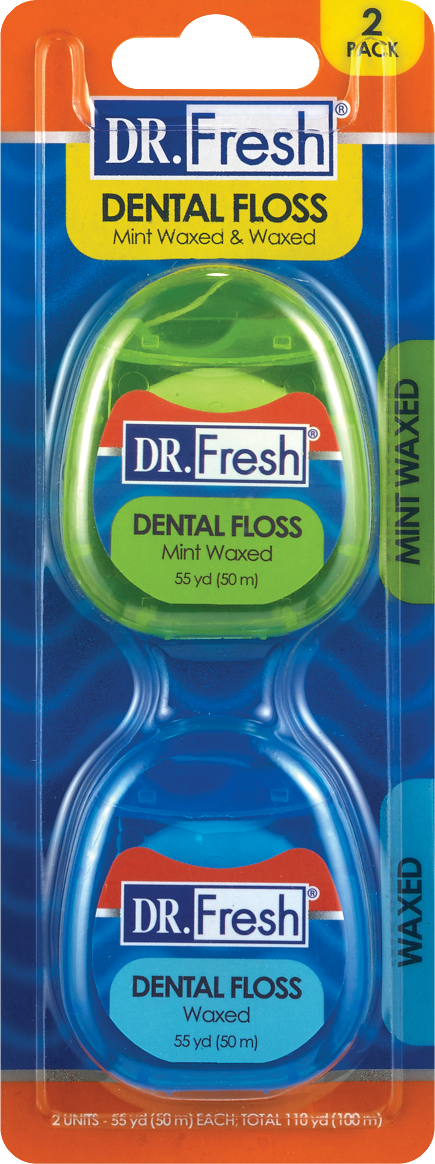 Dr. Fresh Velocity Dental Floss Mint Waxed & Waxed, 2 Pack