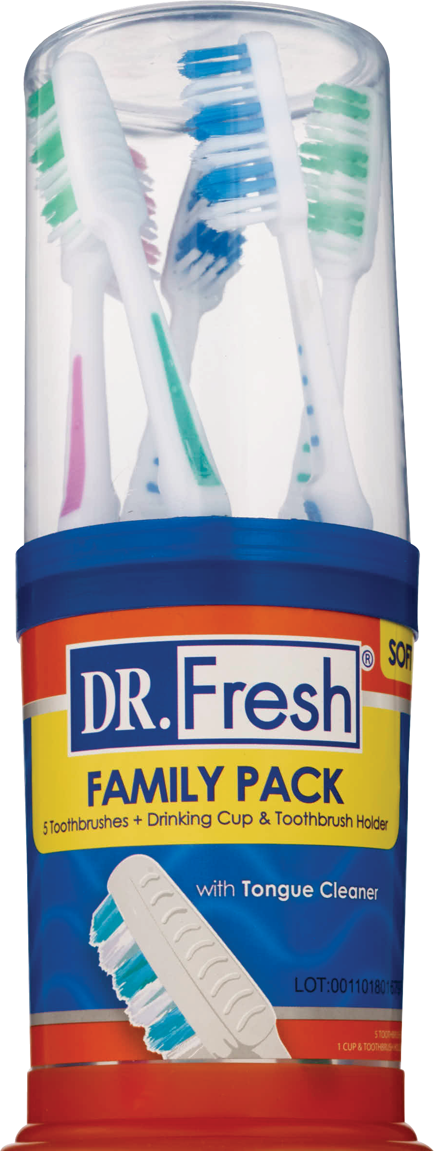 Dr. Fresh Velocity Family Pack, 5 Toothbrushes Plus Drinking Cup & Toothbrush Holder