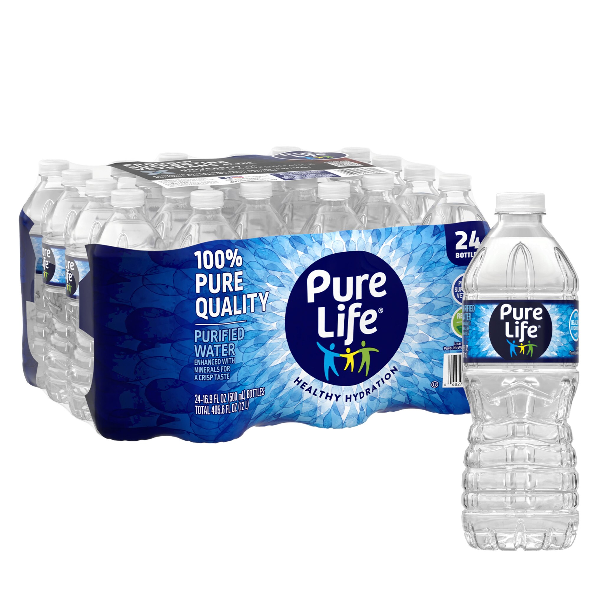 Pure Life Purified Water, 16.9 OZ Bottles, 24 PK