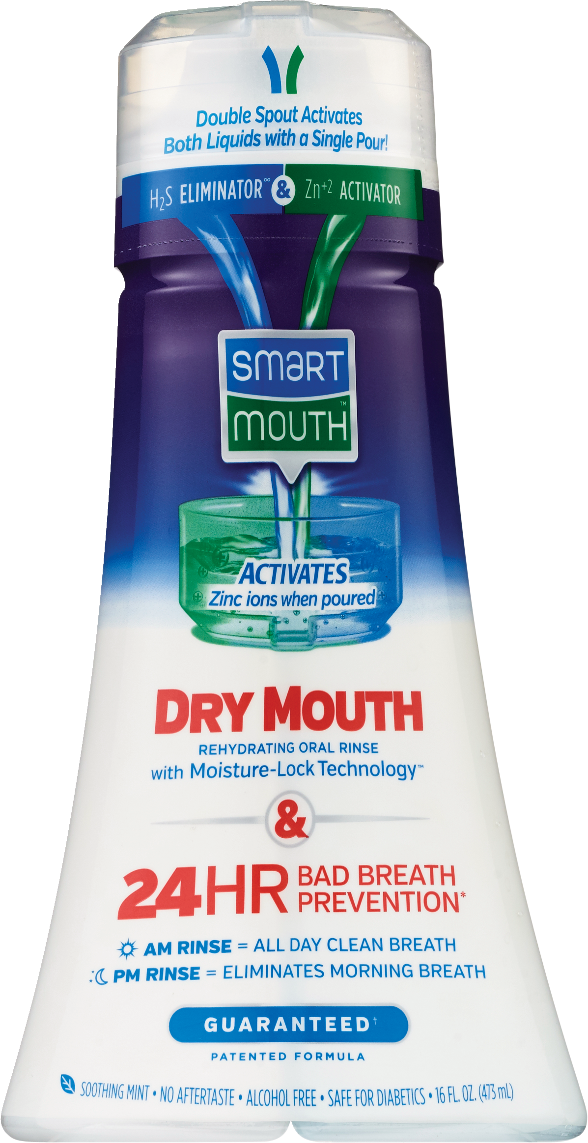 SmartMouth Dry Mouth Rehydrating Oral Rinse, 24-Hour Bad Breath Prevention, Alcohol-Free