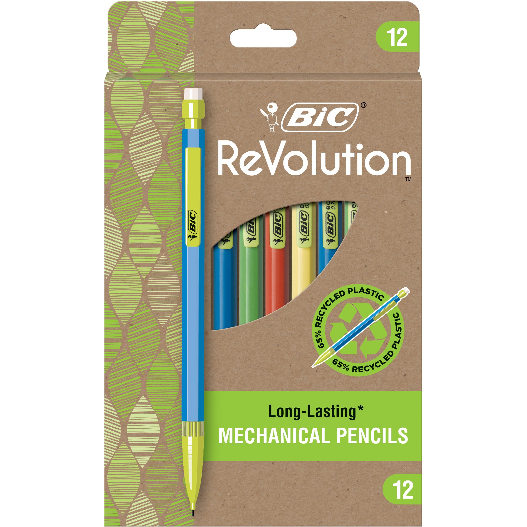 BIC ReVolution #2 Mechanical Pencil, 0.7mm Lead, Assorted Colors, 12-Pack