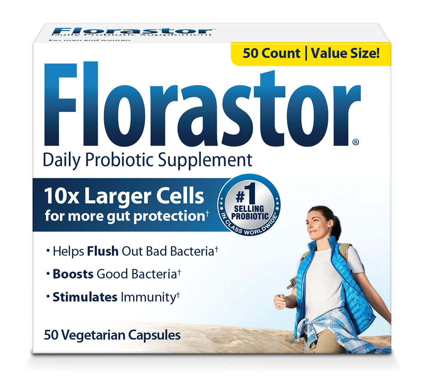 Florastor Daily Probiotic Supplement Vegetarian Capsules, 50 CT