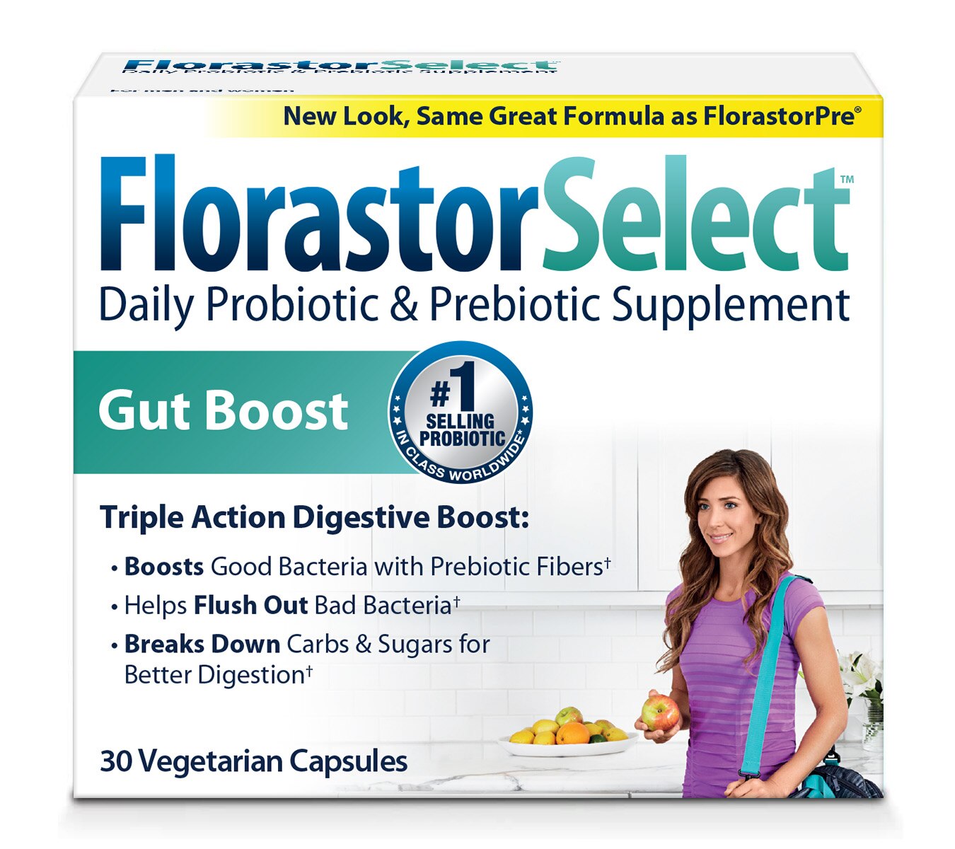 Florastor Select Daily Probiotic and Prebiotic Supplement Capsules