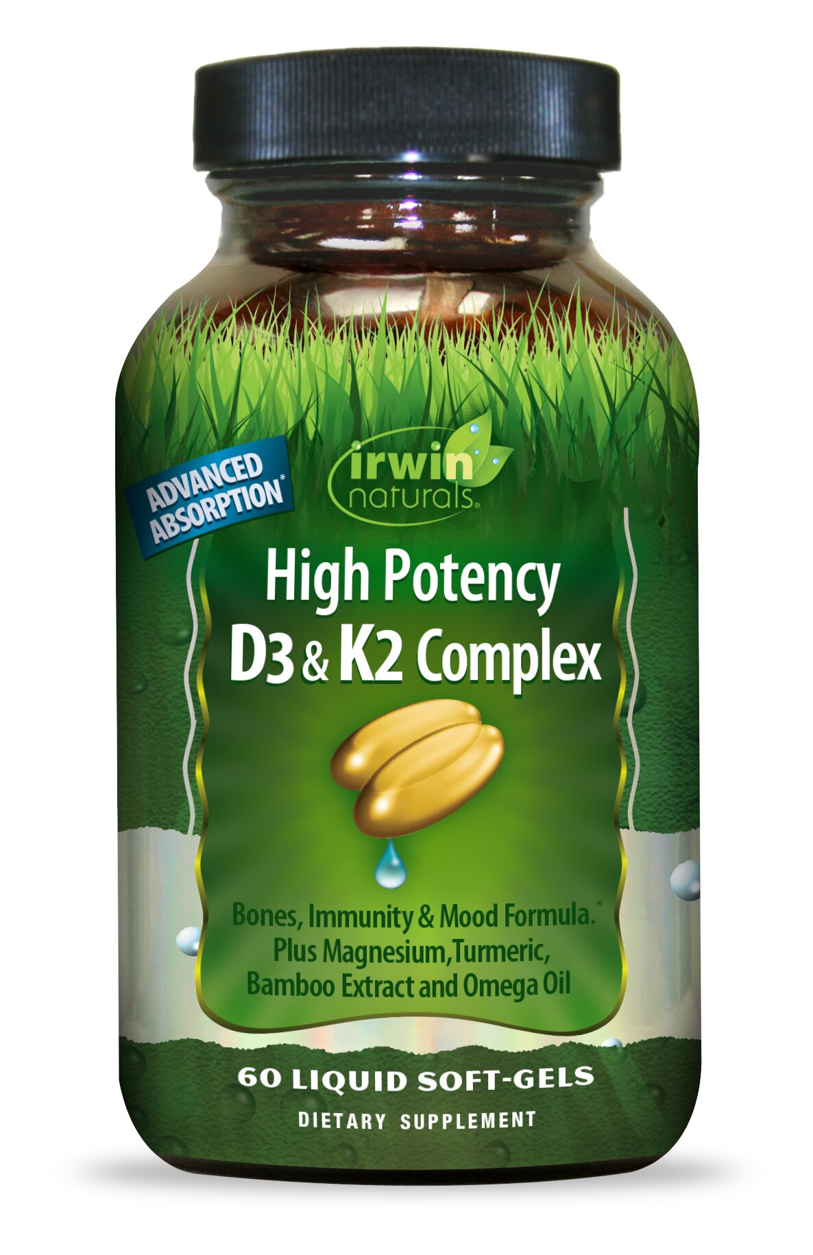 Irwin Naturals D3 & K2 Complex Liquid Soft-Gels, 60 CT