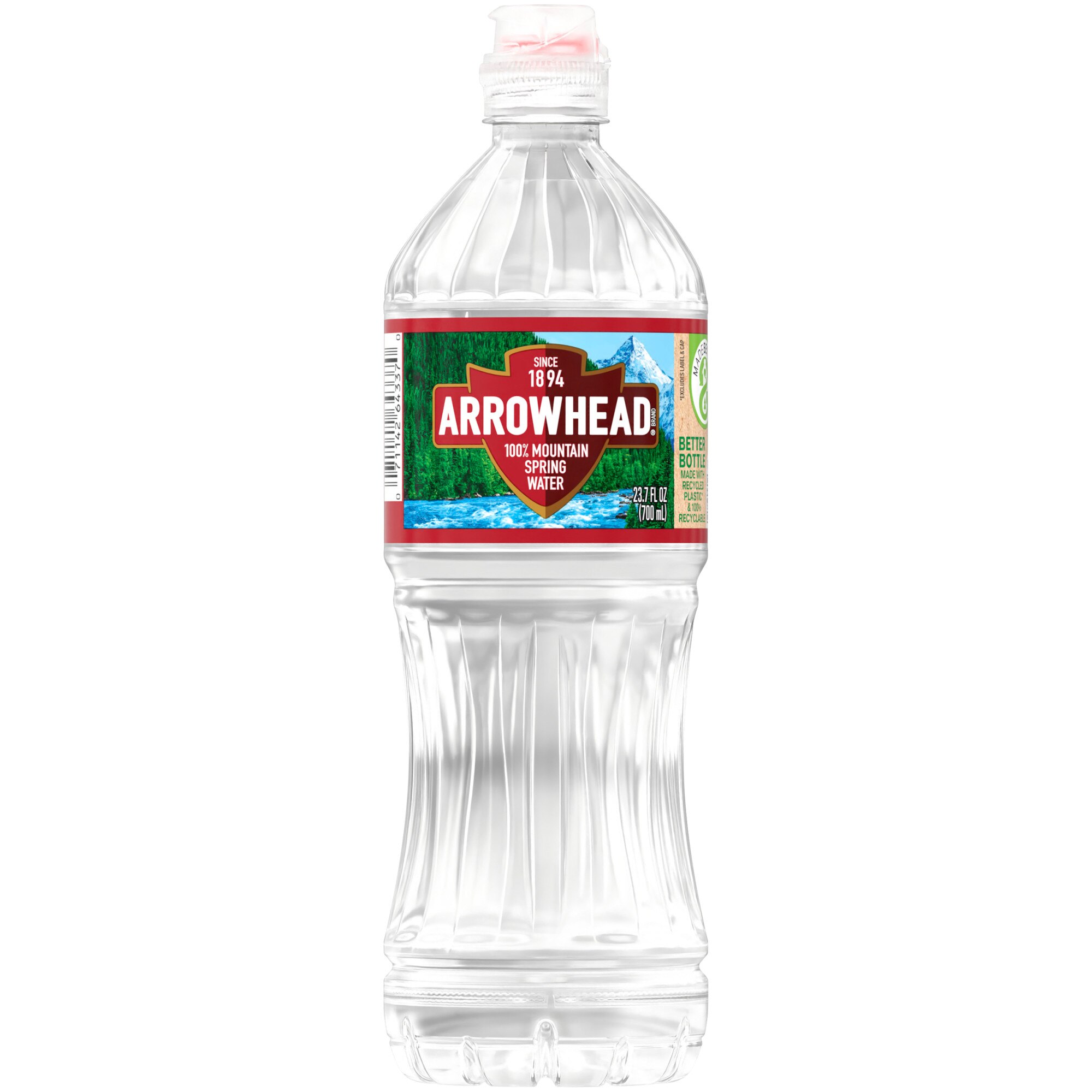 Arrowhead 100% Mountain Spring Water Plastic Bottle, 23.7 OZ