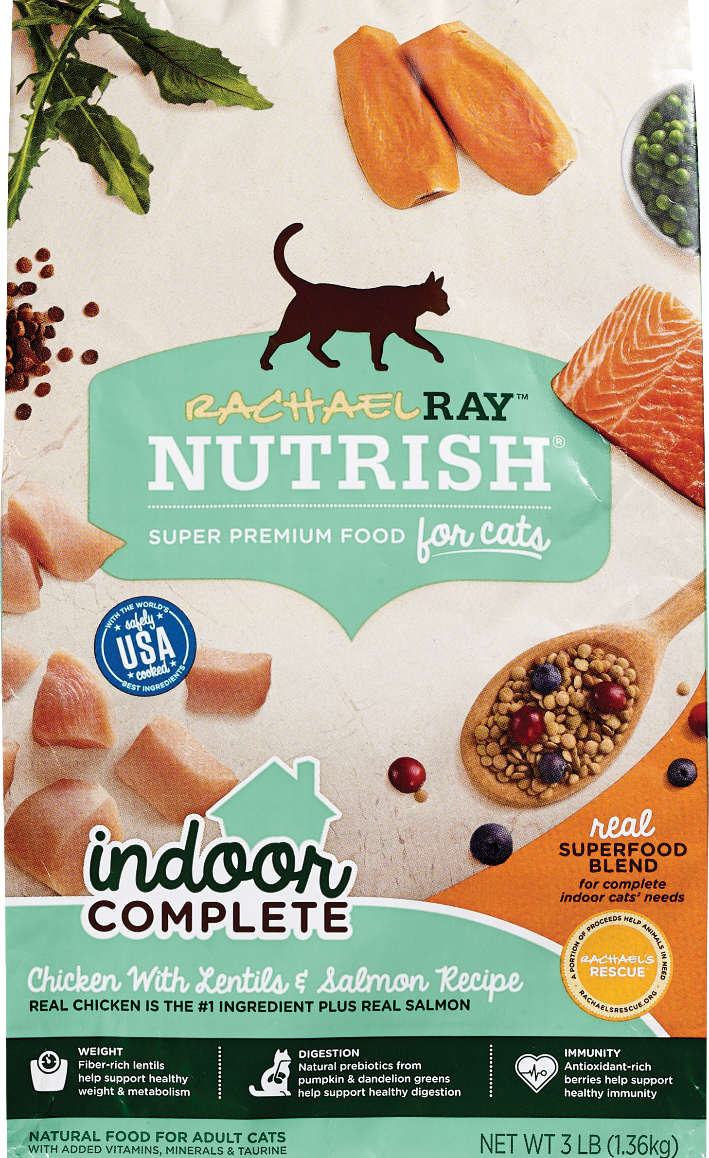 Rachael Ray Nutrish Super Premium Natural Foods For Adult Cats Indoor Complete, 48 OZ