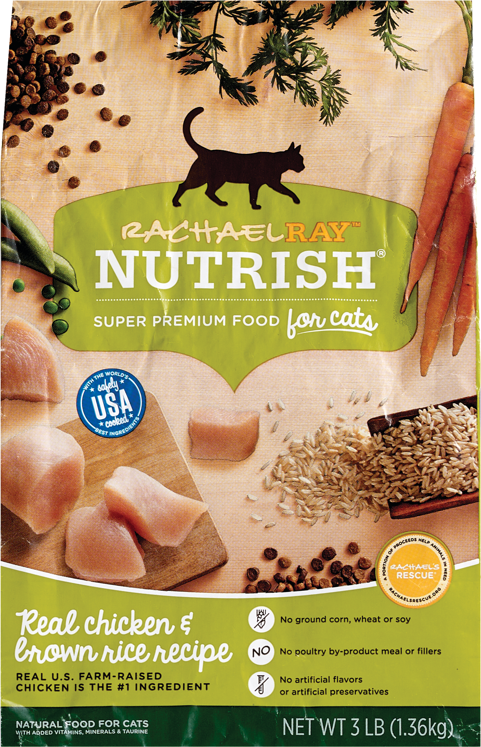 Rachael Ray Nutrish Super Premium Dry Food For Cats, Real Chicken & Brown Rice Recipe, 48 oz