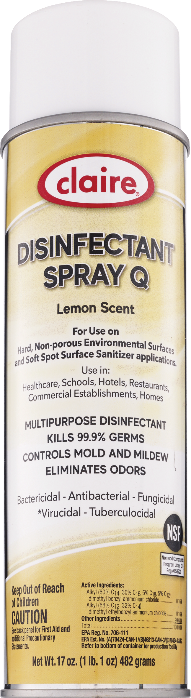 Claire Disinfectant Spray Q, Lemon Scent, 17 OZ