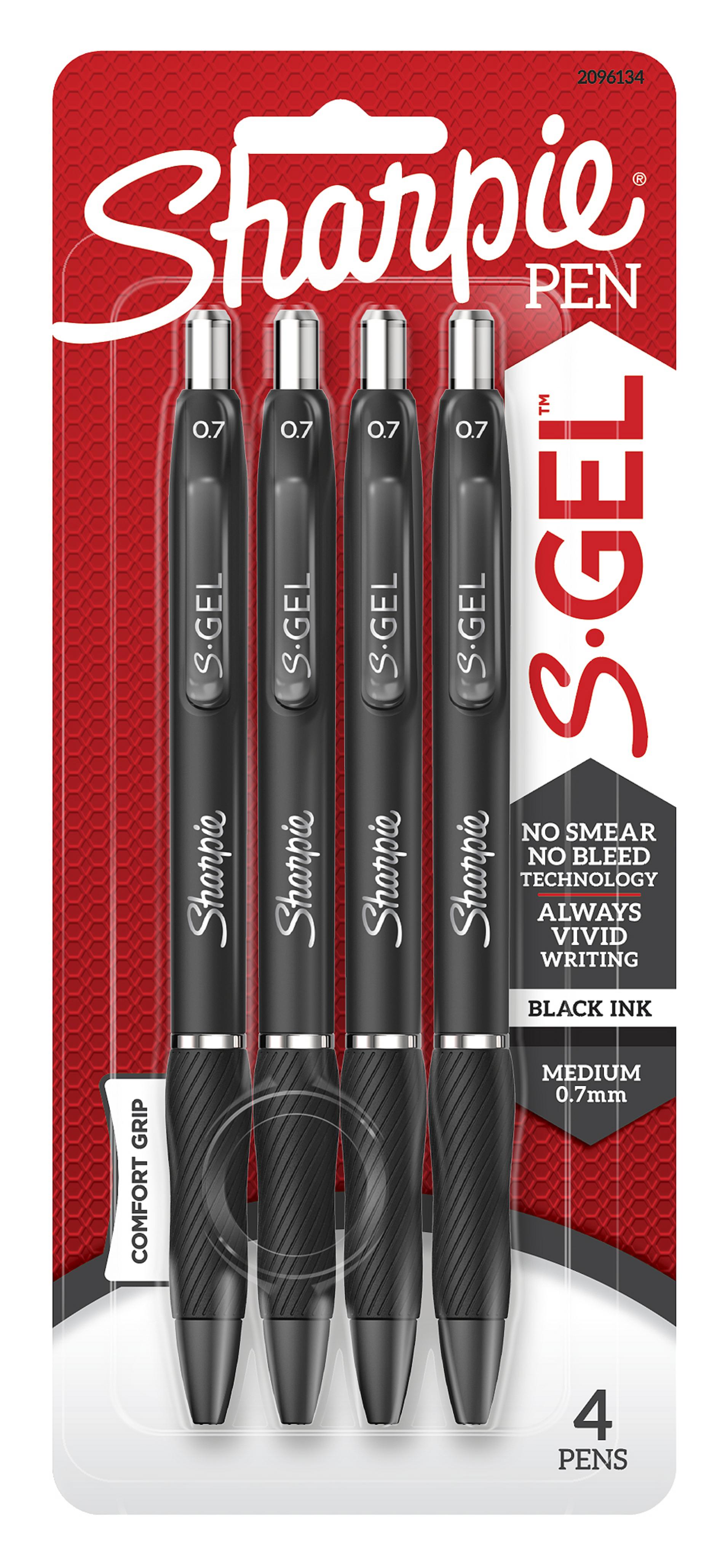 Sharpie S-Gel Pens, Medium Point (0.7mm), Black Ink Gel Pen, 4 CT