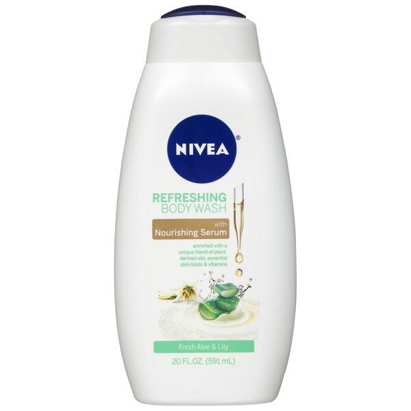 NIVEA Refreshing Body Wash with Nourishing Serum, 20 OZ