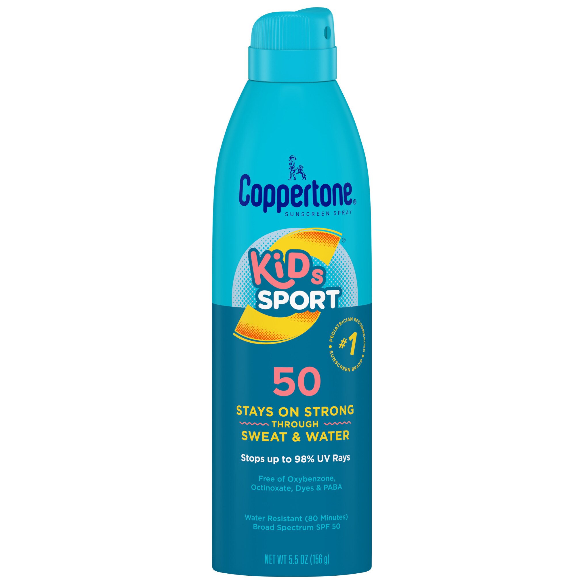 Coppertone Kids Sport Sunscreen Water Resistant Spray SPF 50, 5.5 OZ