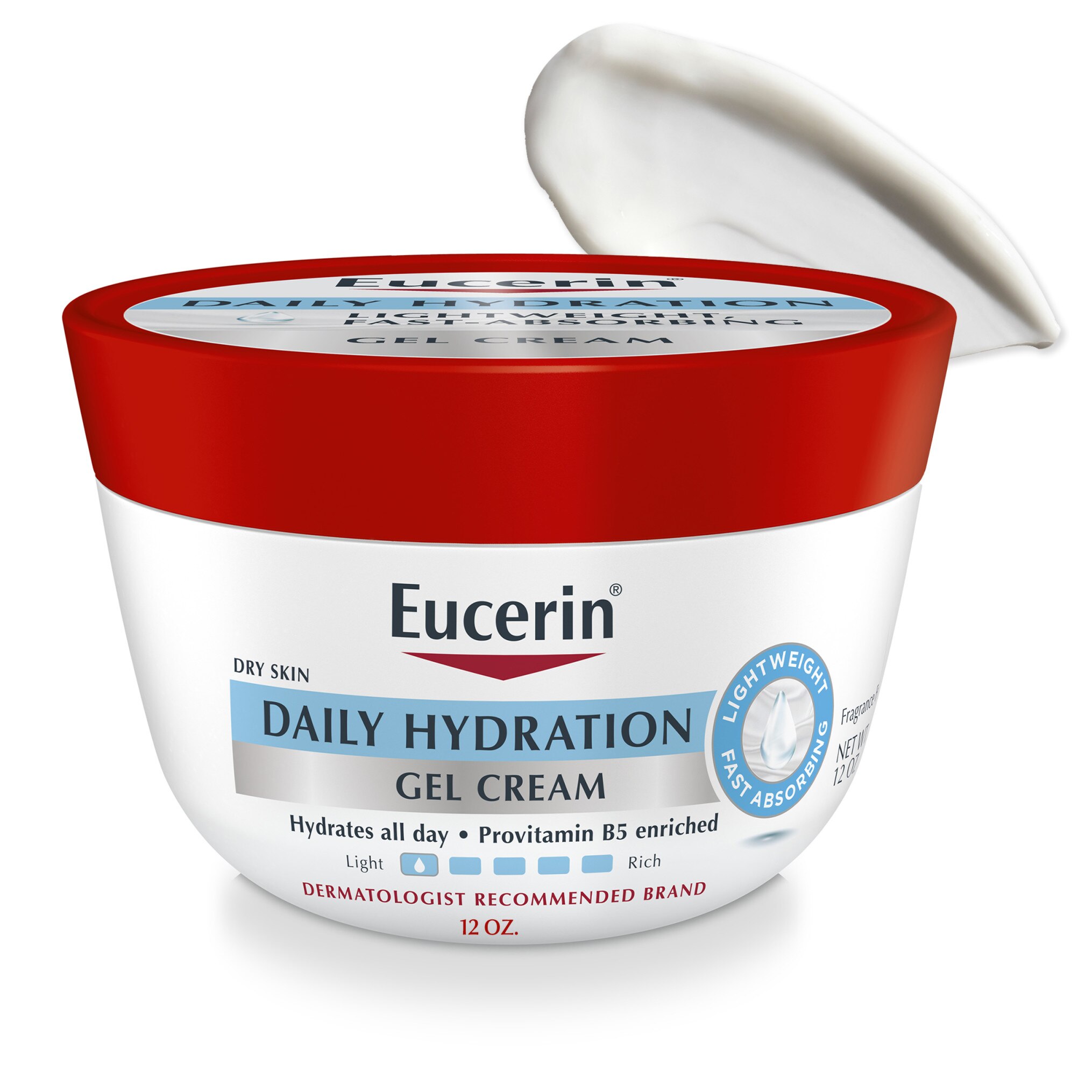 Eucerin Daily Hydration Gel Cream, Body Moisturizer for Dry Skin, 12 OZ