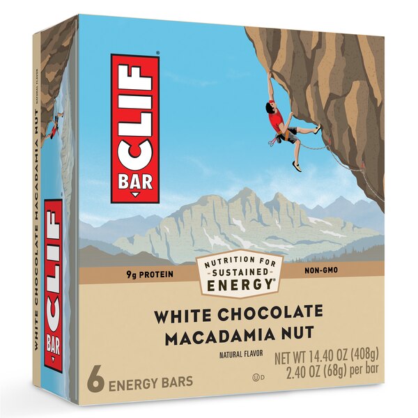 CLIF BAR, White Chocolate Macadamia Nut Flavor, Made with Organic Oats, 9g Protein, Non-GMO, Plant Based Energy Bars, 2.4 oz, 5 Pack