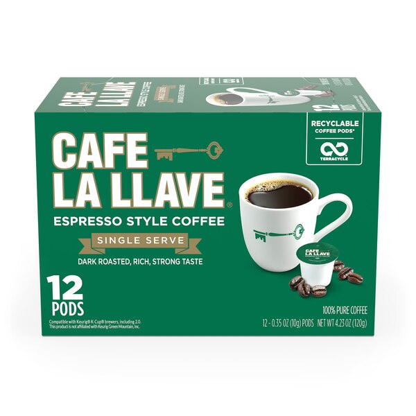 Cafe La Llave Espresso Style K-Cup Coffee Pods, 12 CT