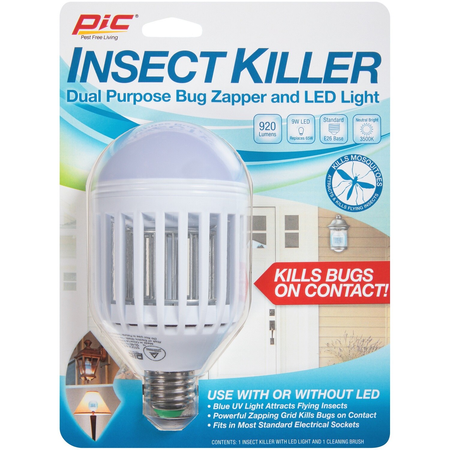 PIC Insect Killer Dual Purpose Bug Zapper and LED Light Bulb