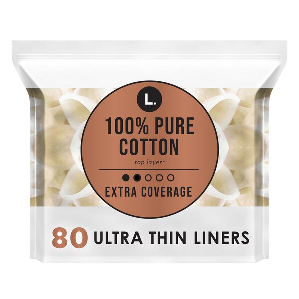 L. Organic Ultra Thin Panty Liners, Extra Long, 80 CT