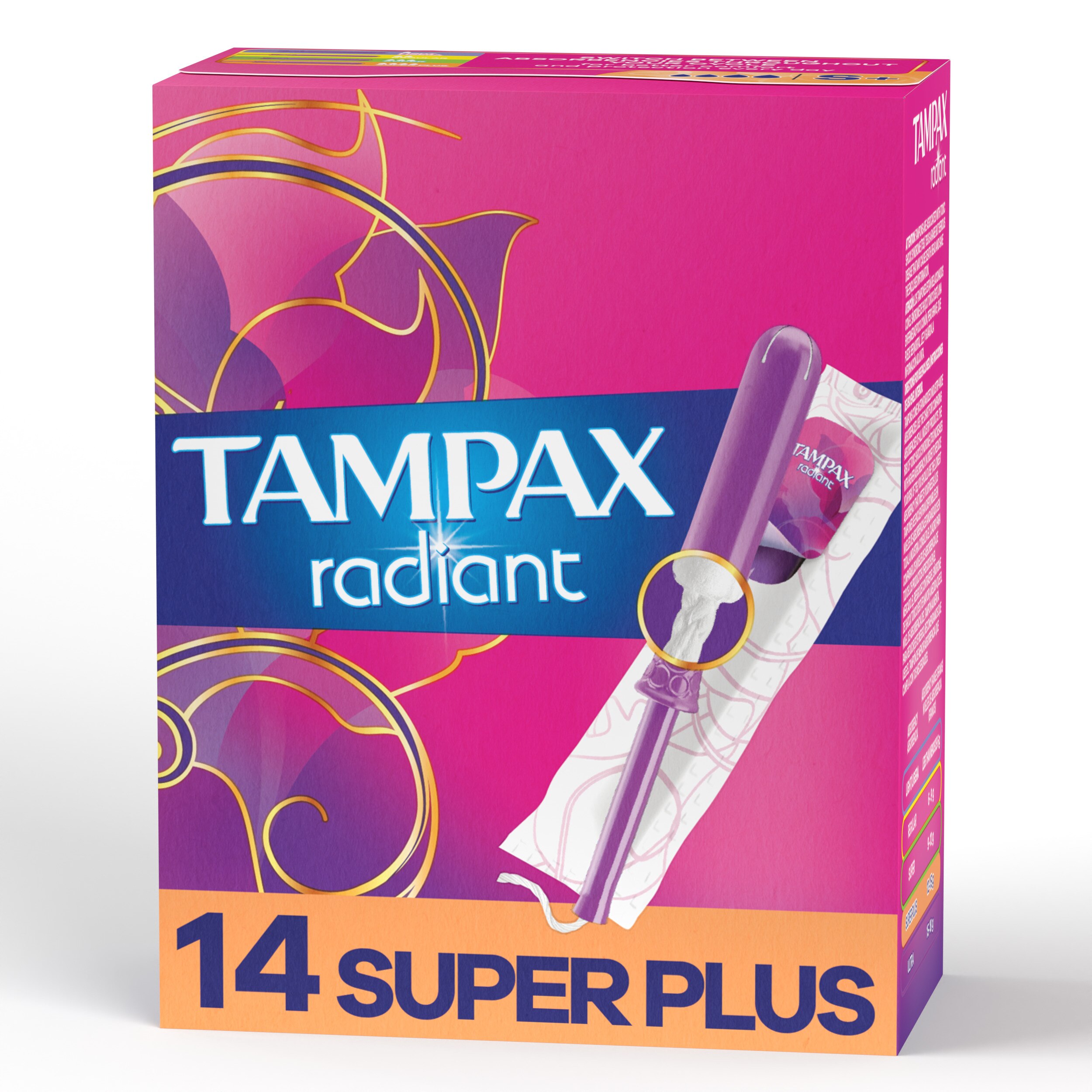 Tampax Radiant Plastic Tampons, Unscented, Super Plus