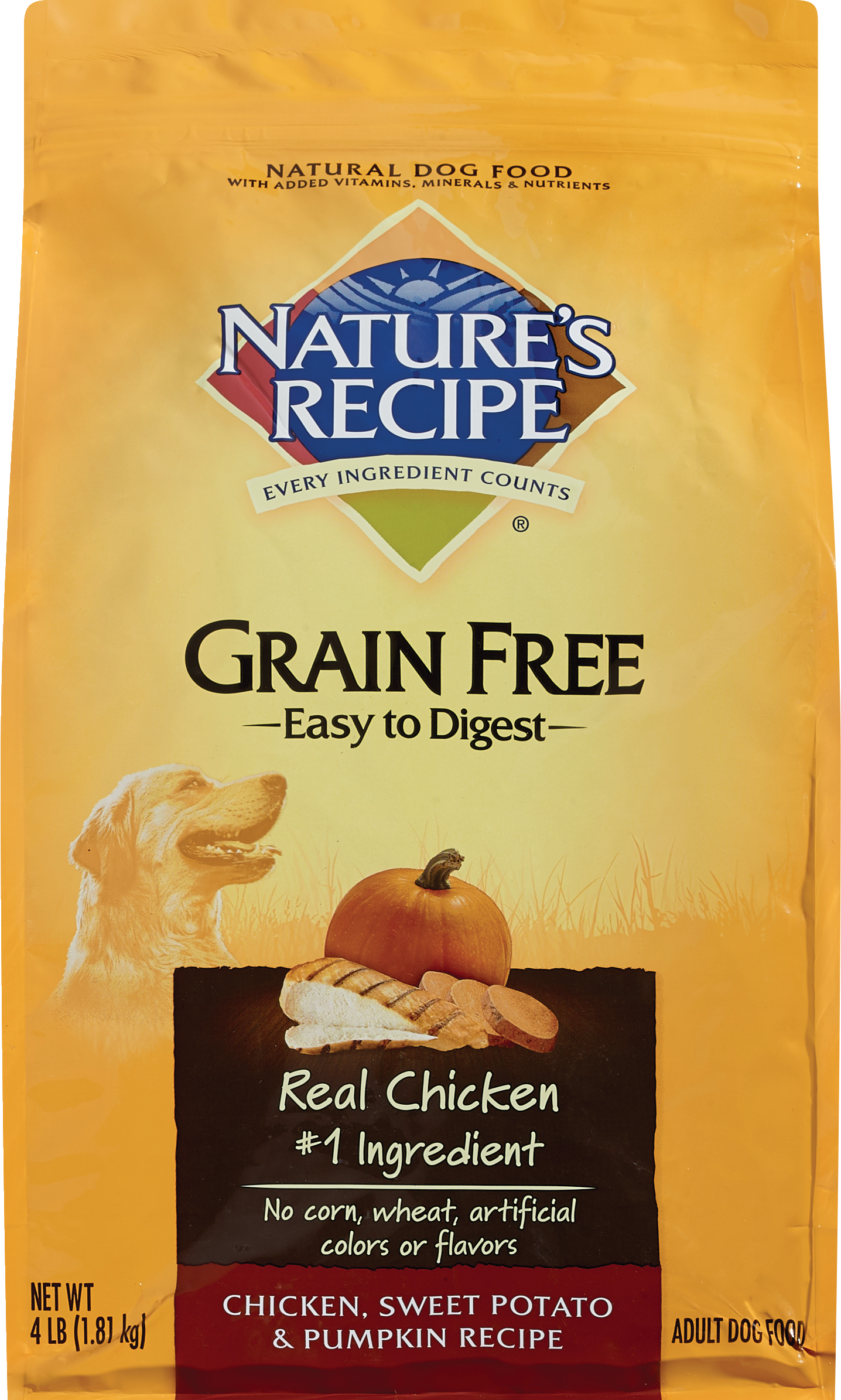 Nature's Recipe Grain Free Natural Dog Food, Chicken, Sweet Potato & Pumpkin Recipe