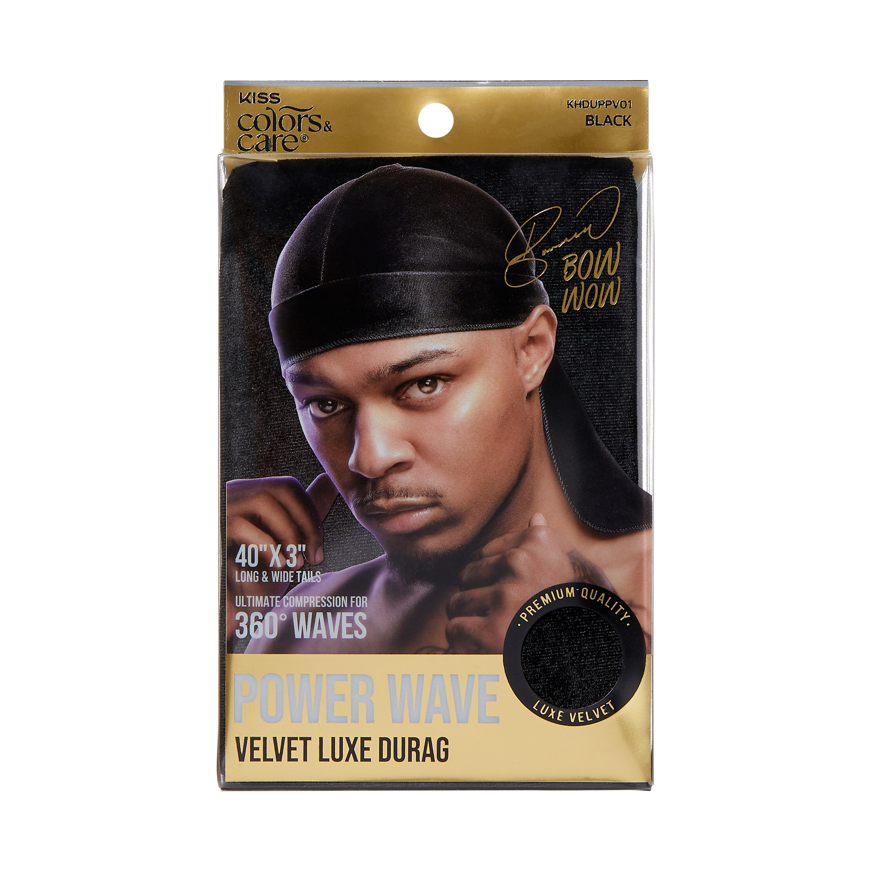 KISS Colors & Care Power Wave Velvet Luxe Durag, Black