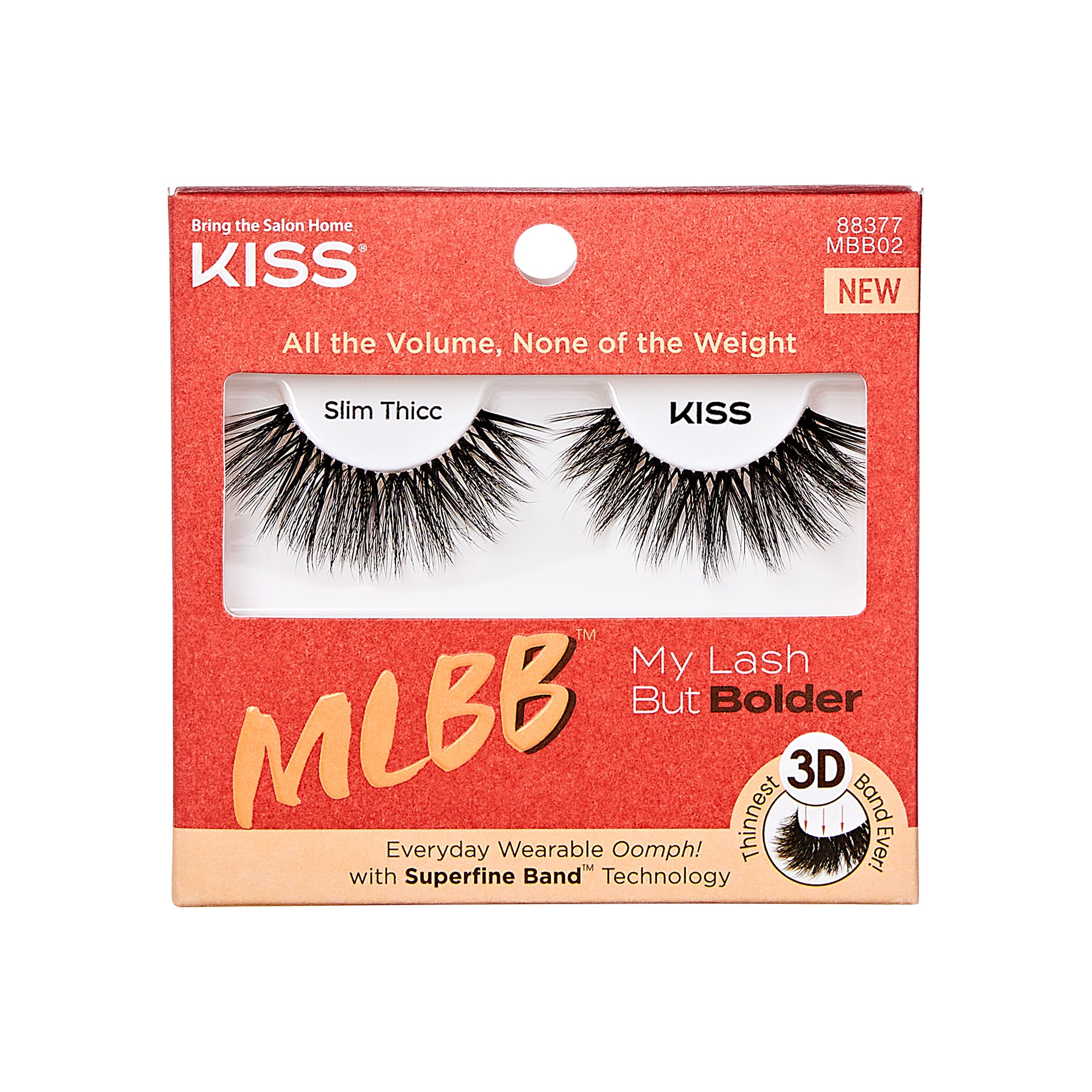 KISS My Lash But Bolder 3D Volume False Eyelashes, ‘Slim Thicc’, 1 Pair