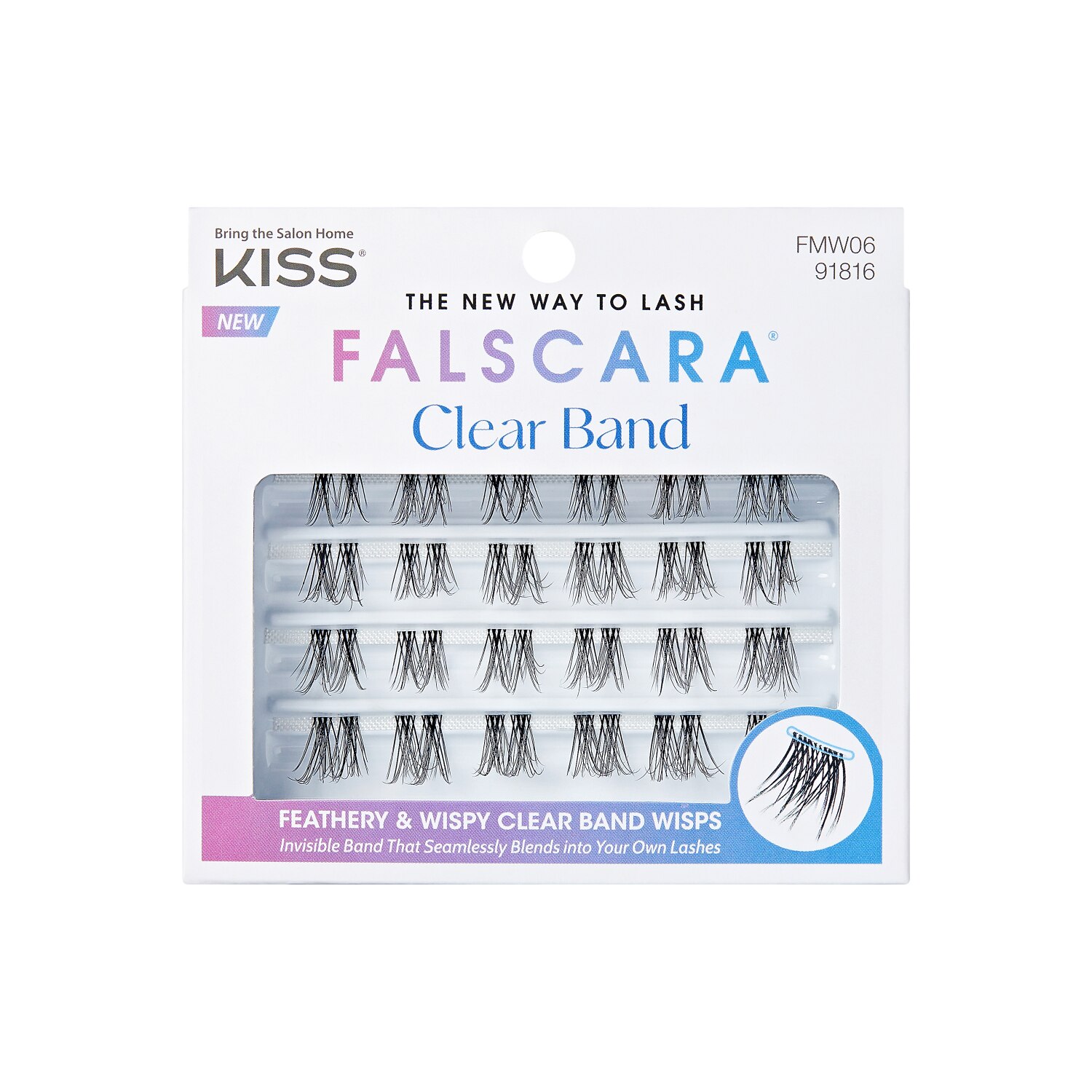 KISS Falscara Eyelash Wisp Multipack, Clear Band, 24CT