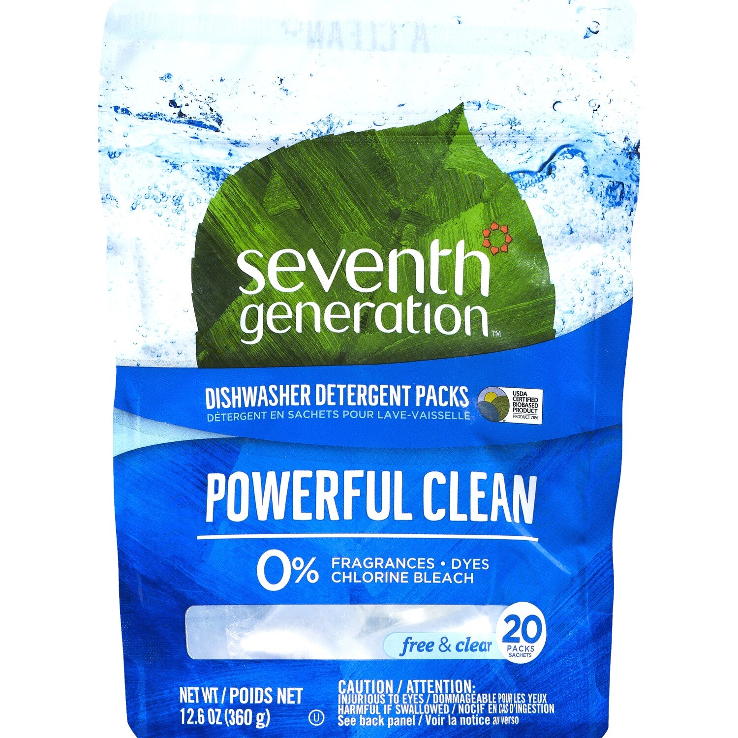 Seventh Generation Natural Dishwasher Detergent Packs, 20 Packs