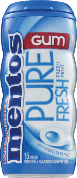 Mentos Pure Fresh Sugarfree Gum, Fresh Mint, 15 ct