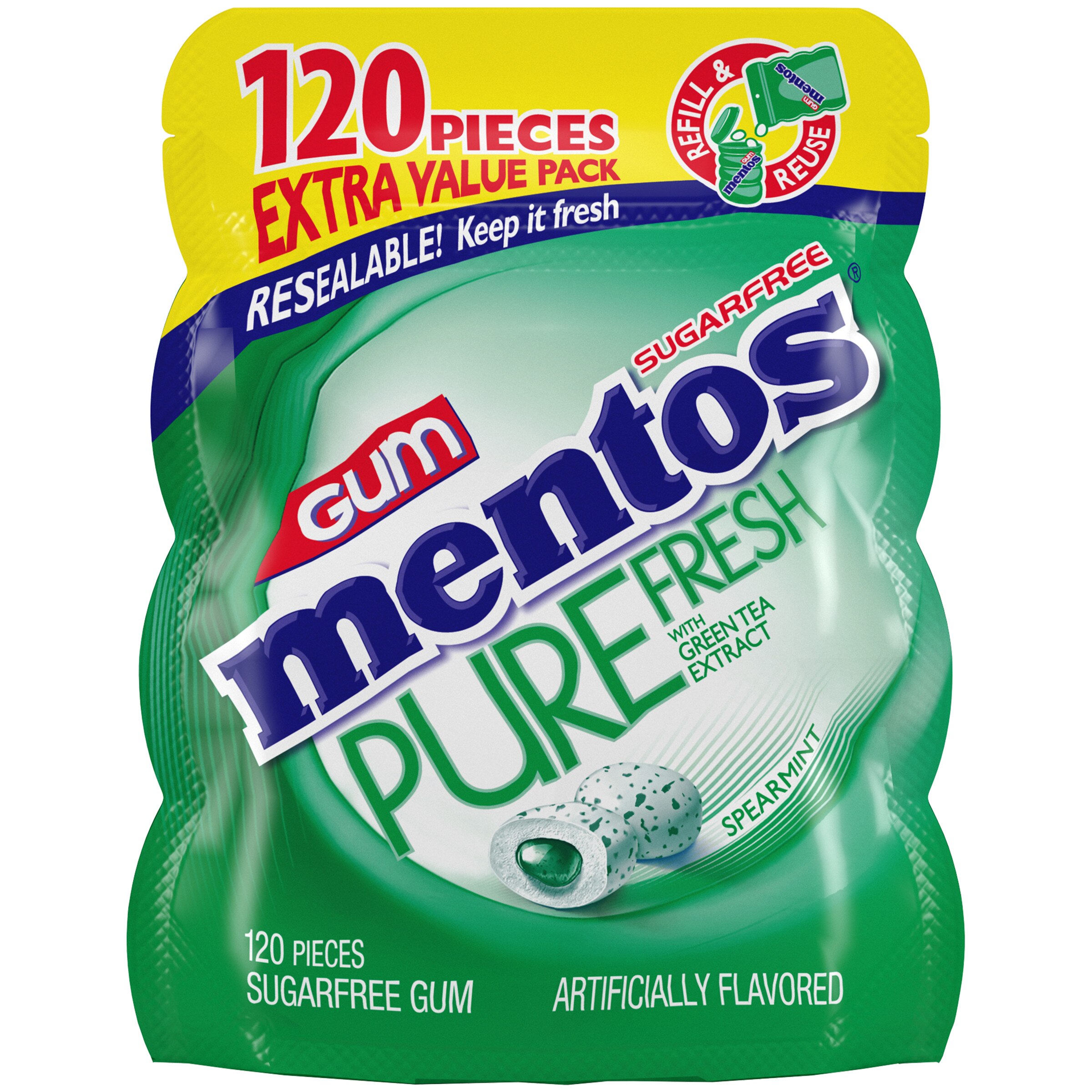 Mentos Pure Fresh Spearmint Gum, 120 Cct