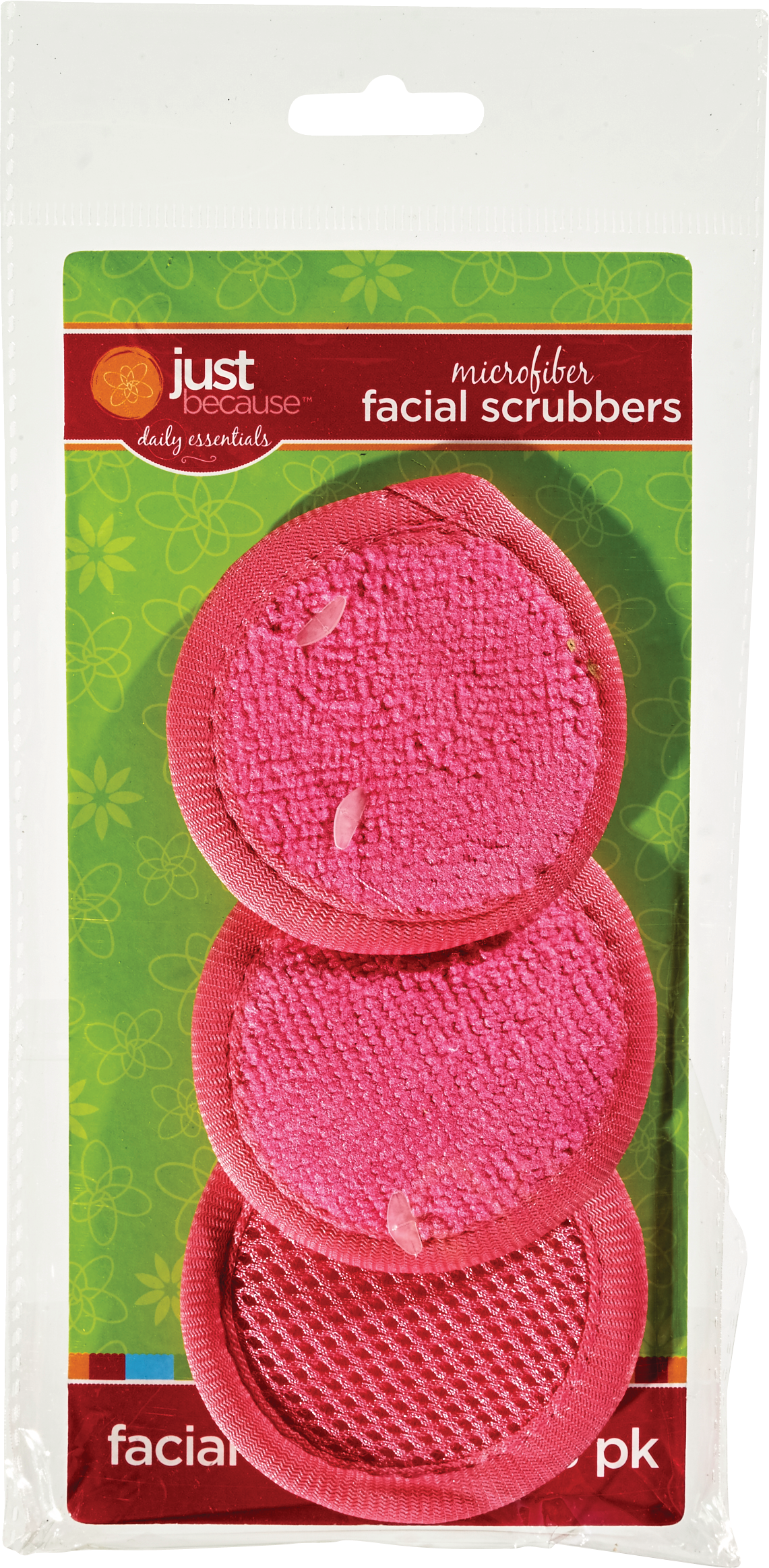 Just Because Daily Essentials Microfiber Facial Scrubbers, 3CT