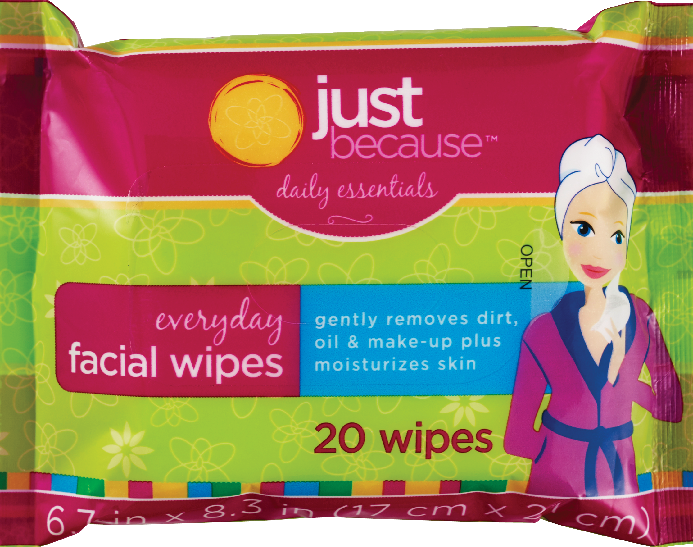 Just Because Daily Essentials Everyday Facial Wipes, 20CT