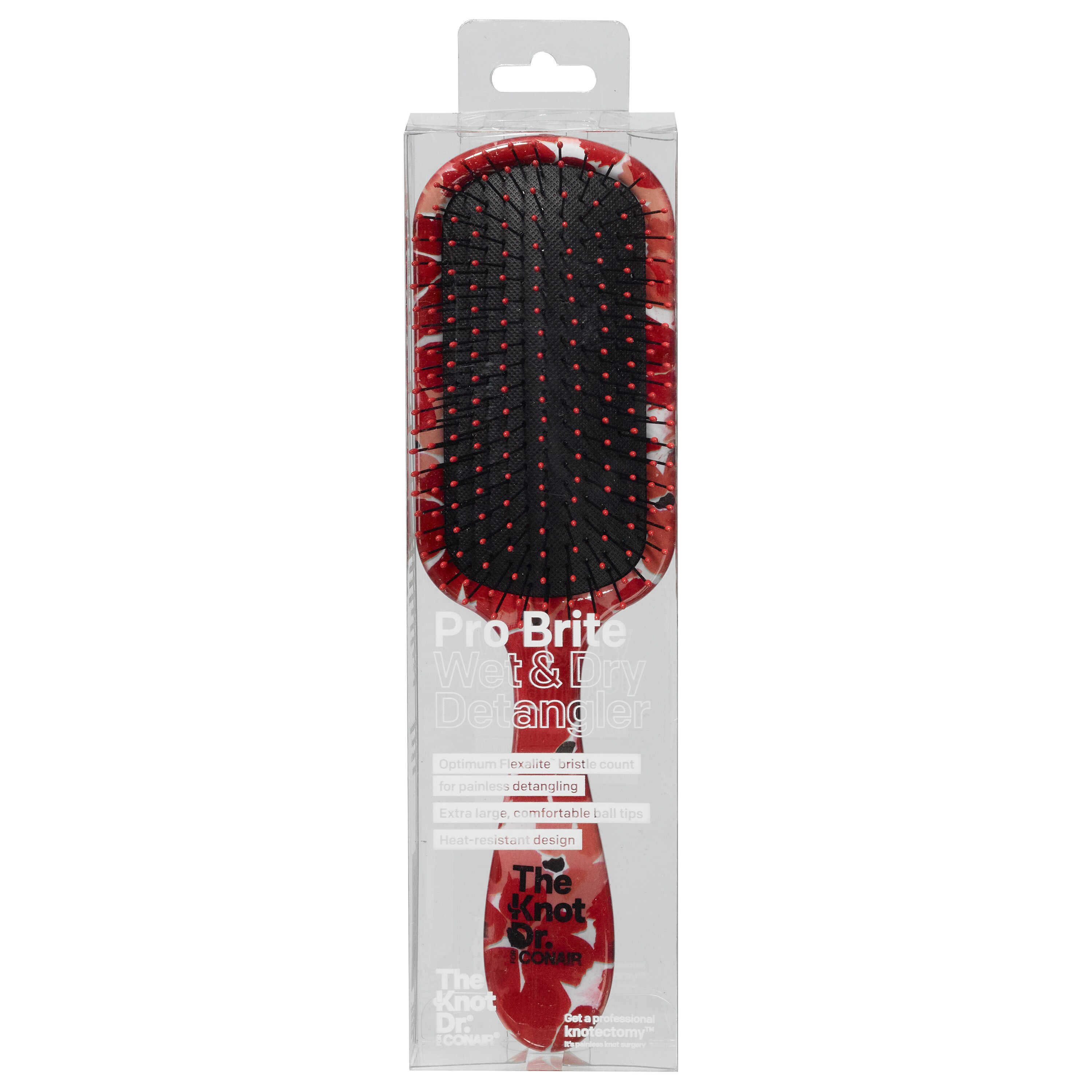 Conair The Knot Dr. Pro Brite Wet & Dry Detangler Brush, Red