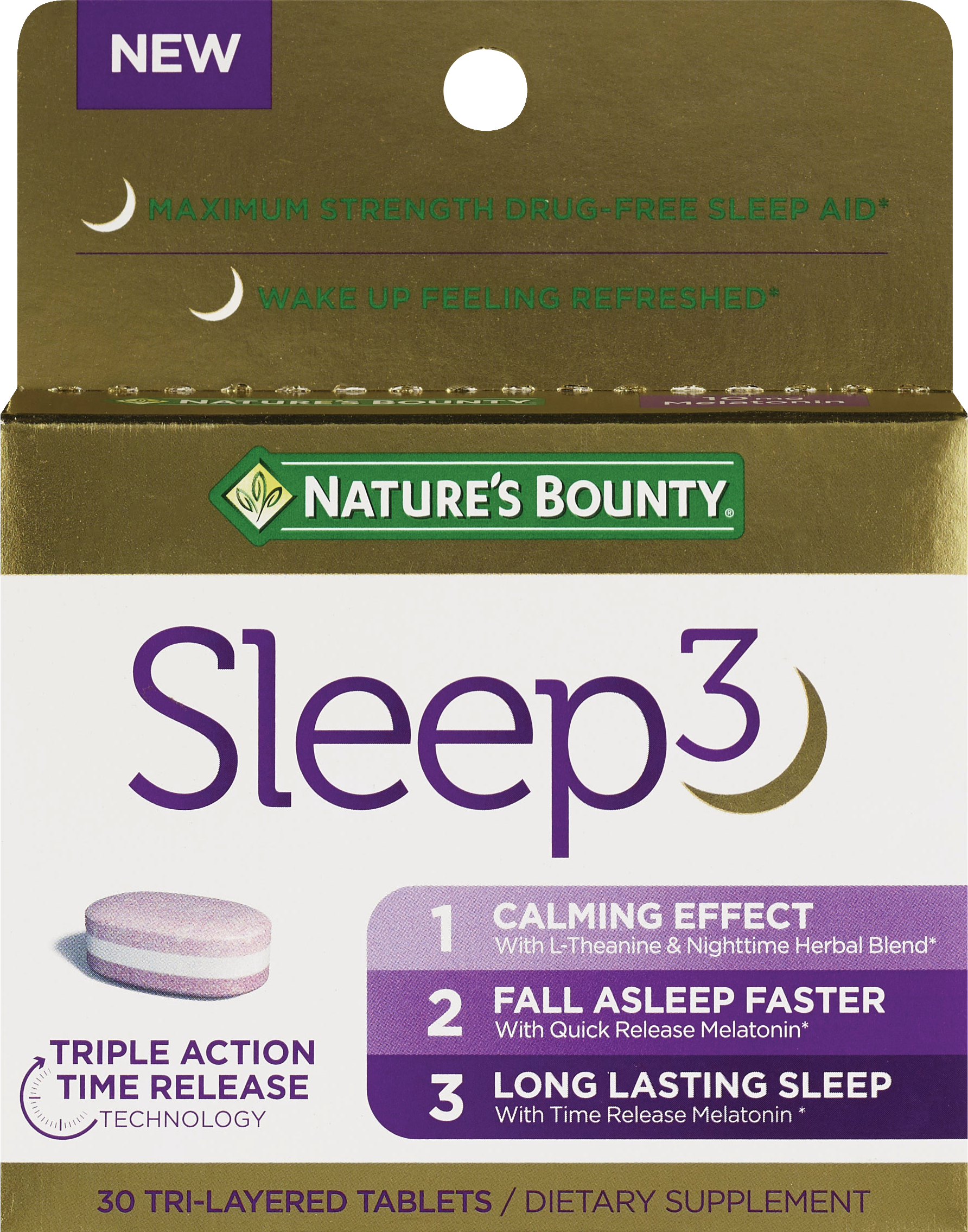 Nature's Bounty Sleep3 Tri-Layer Capsules, 30 CT