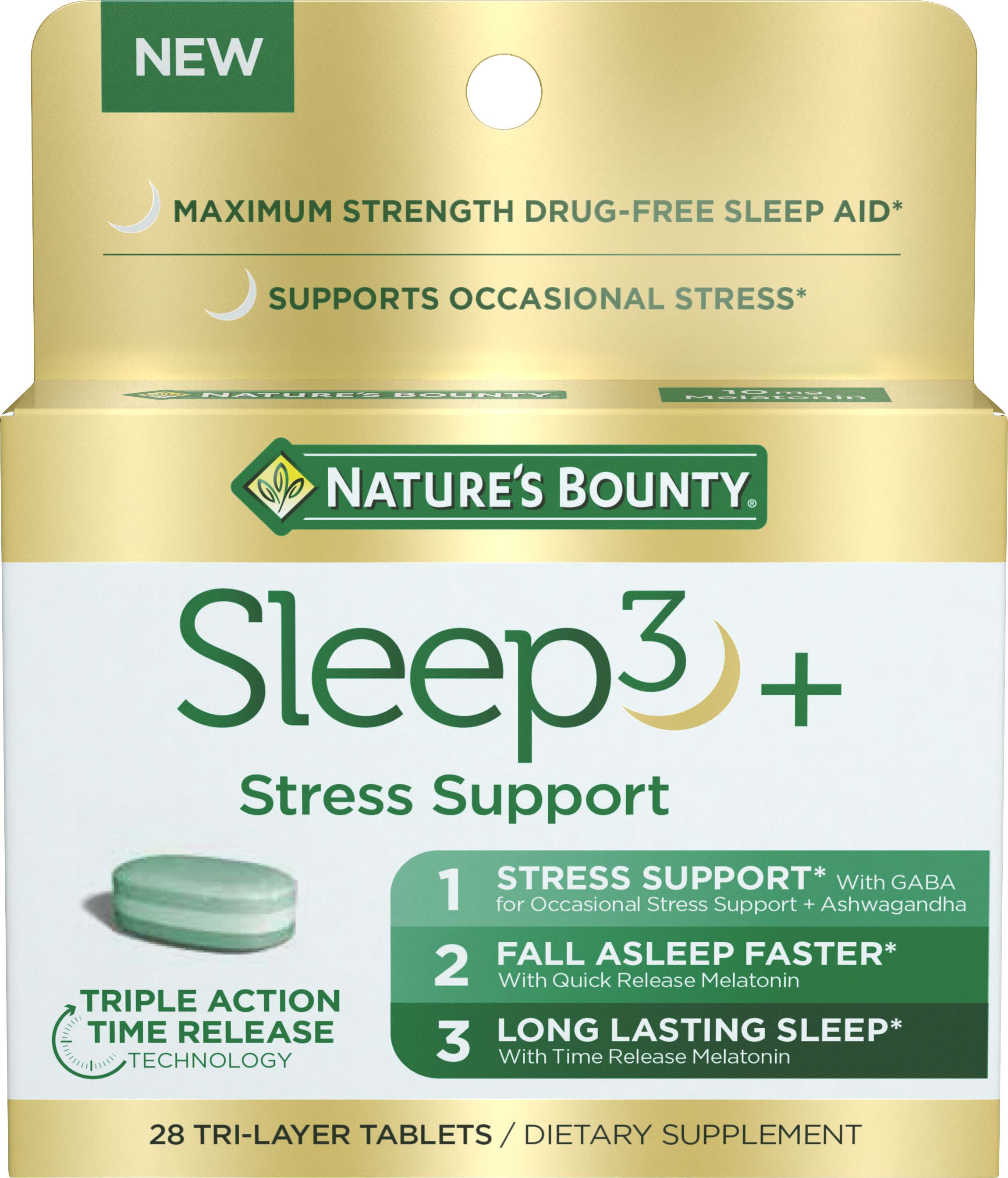 Nature's Bounty Sleep3 + Stress Support Tri-Layer Tablets, 28 CT