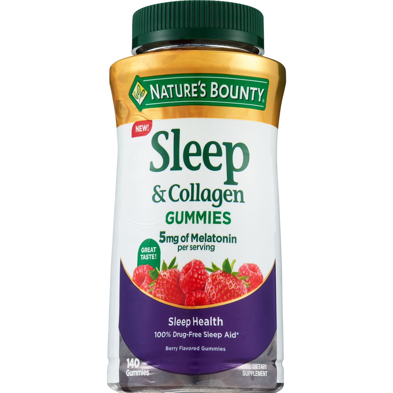 Nature's Bounty Sleep + Collagen, 5mg Melatonin, Berry Flavor, 140 Gummiess