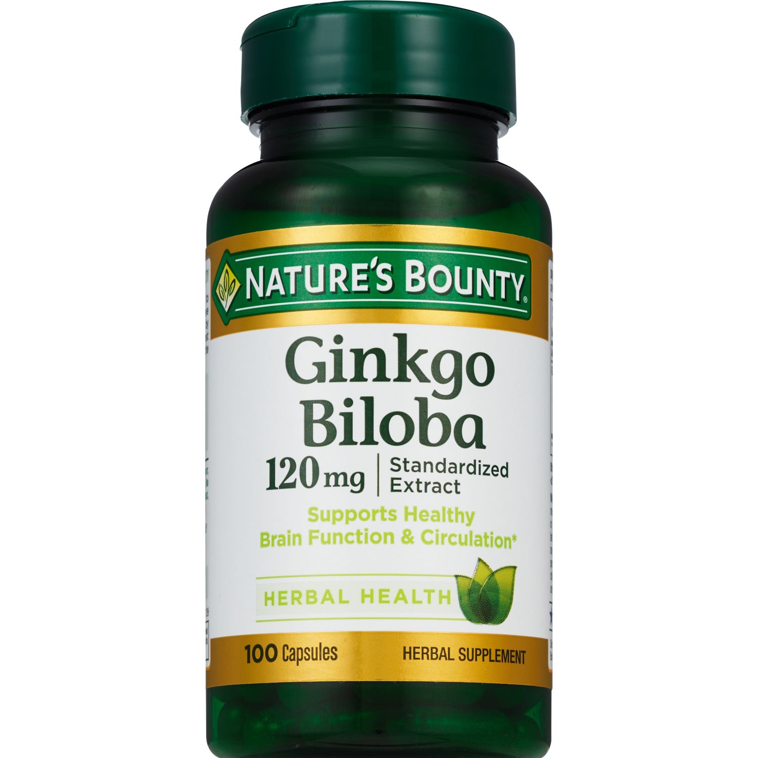 Nature's Bounty Ginkgo Biloba Standardized Extract Capsules 120mg, 100CT