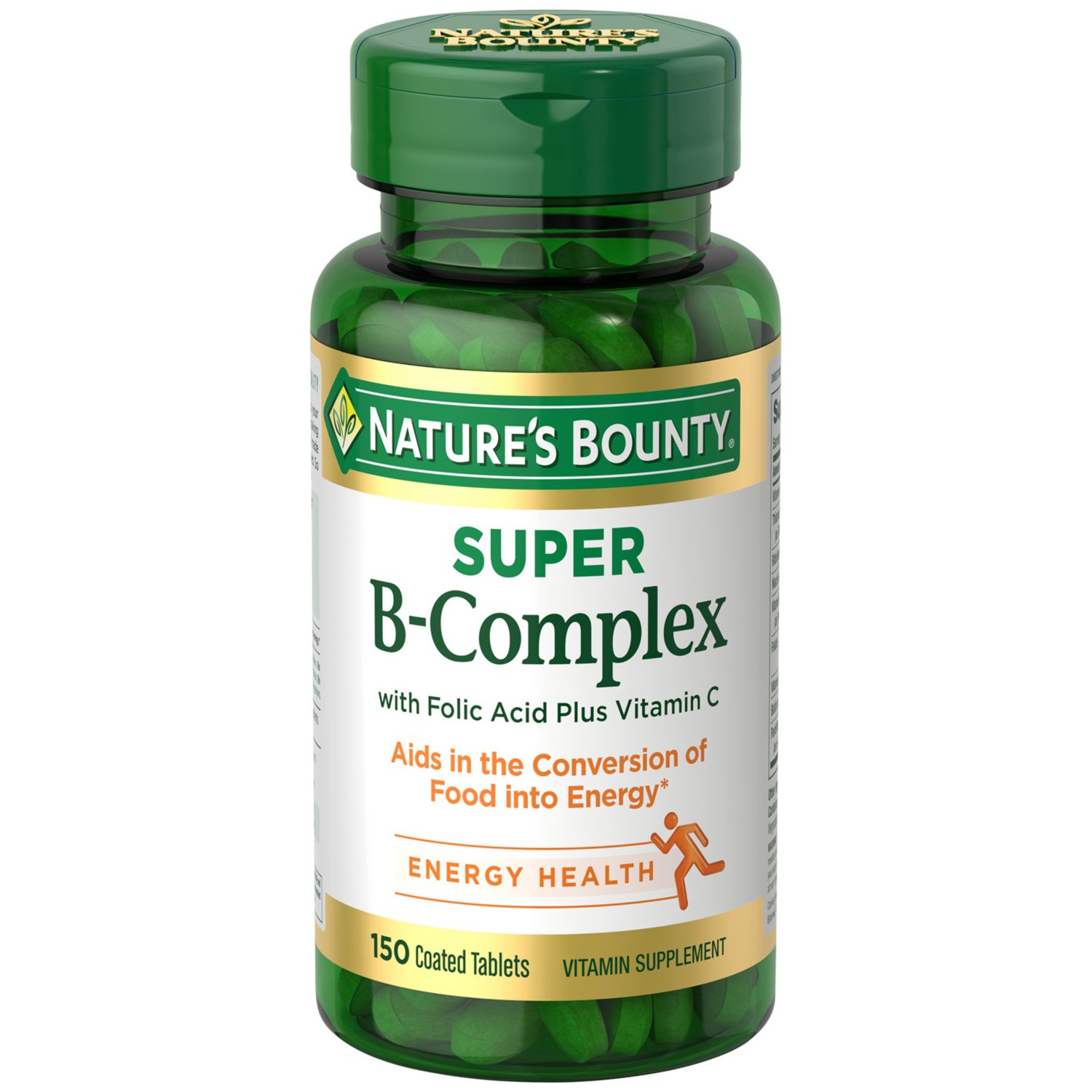 Nature's Bounty Super B Complex with Folic Acid plus Vitamin C Tablets, 150CT