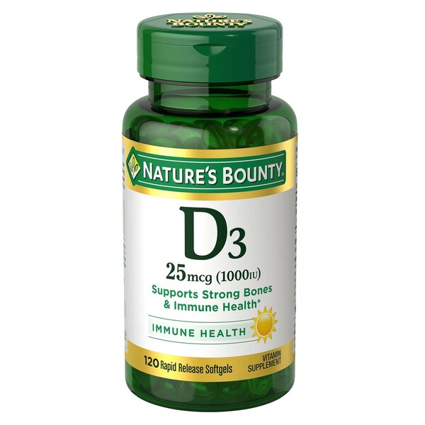 Nature's Bounty Vitamin D3  Rapid Release Softgels, 25 mcg