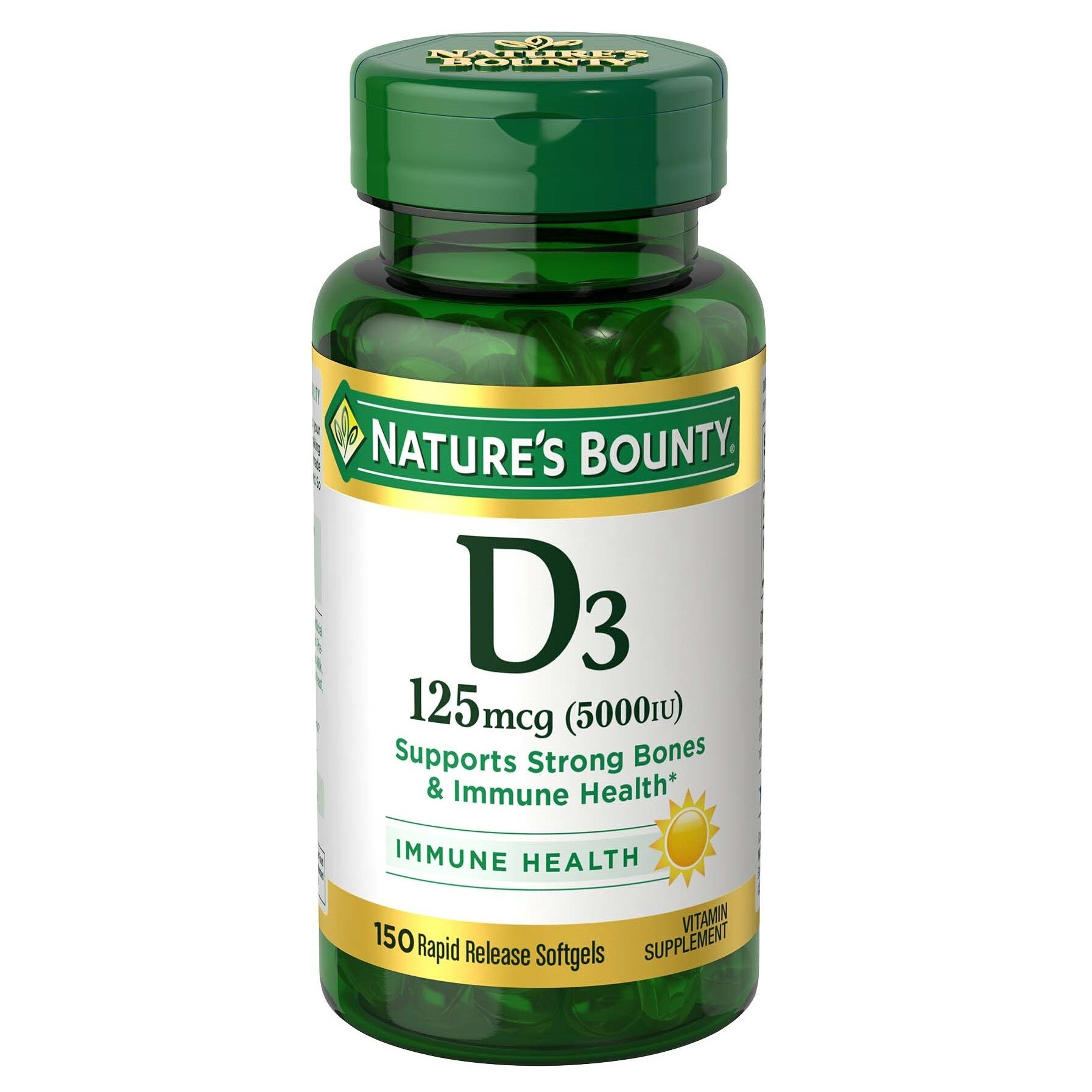 Nature's Bounty Vitamin D3 Immune Health 125mcg (5000 IU) Softgels, 150 CT