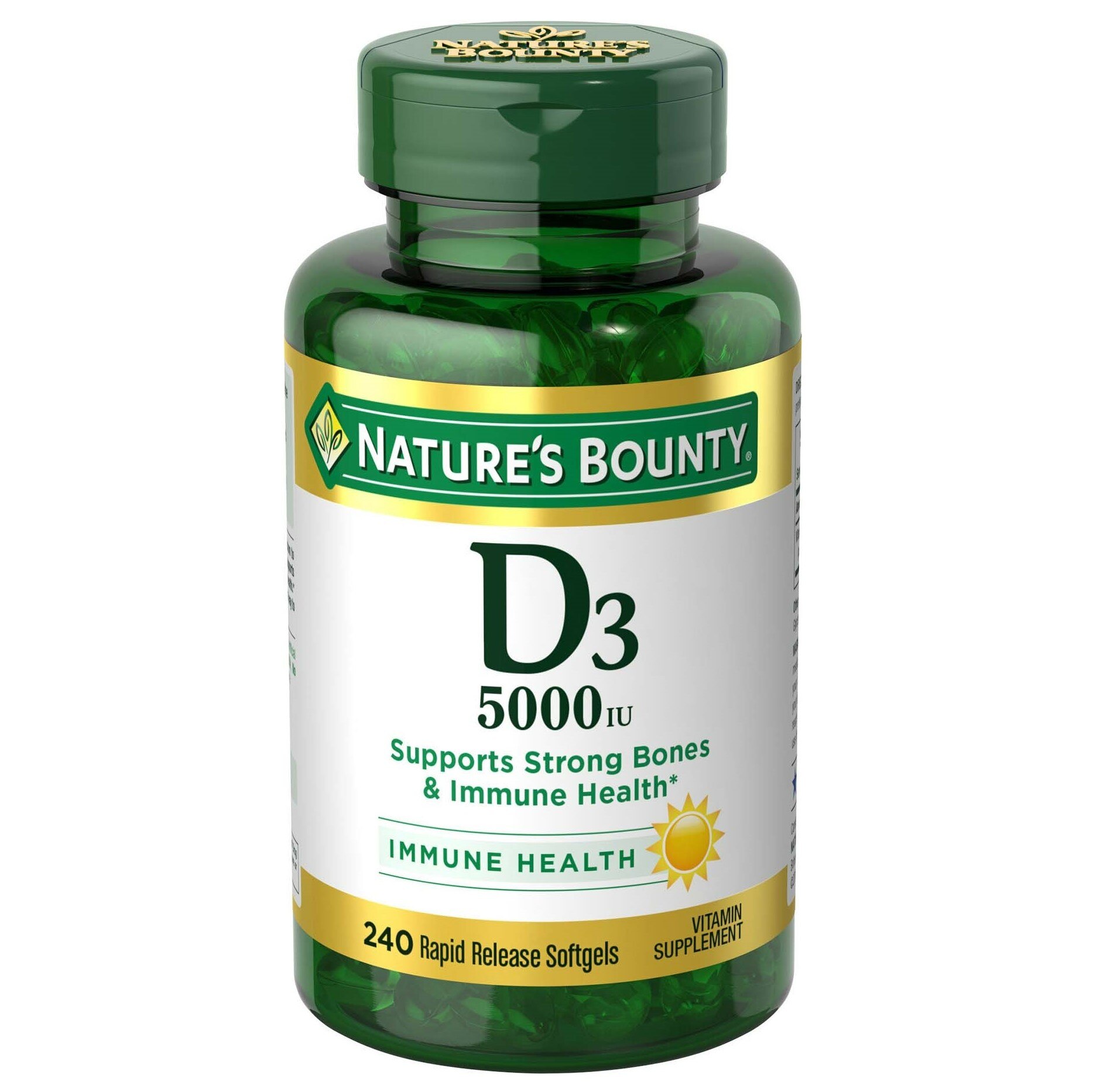 Nature's Bounty Vitamin D3, 5000 IU Immune Health Softgels, 240 CT